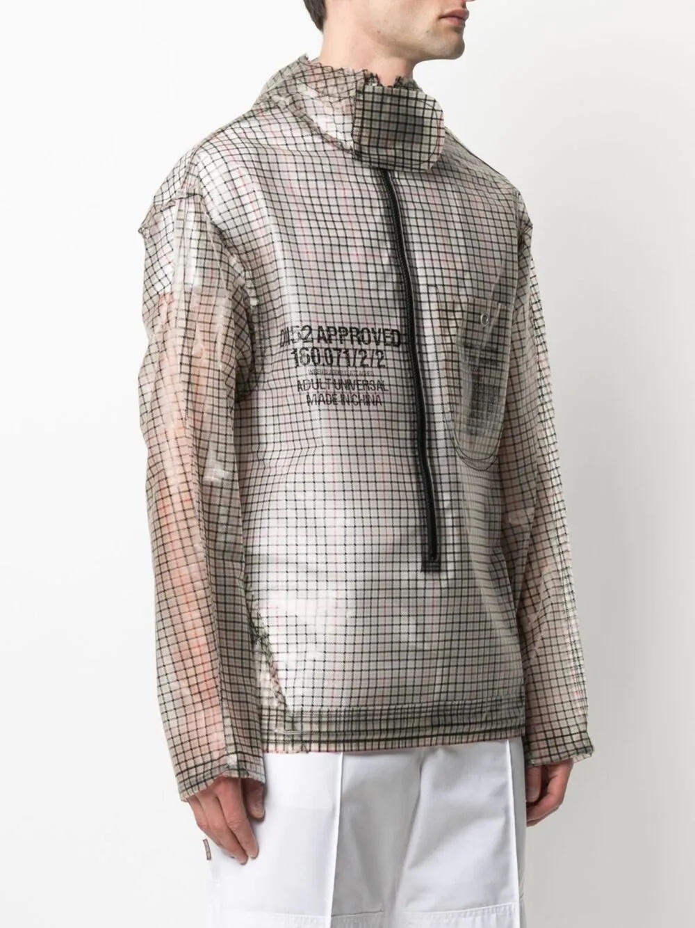 checked transparent parka - 3