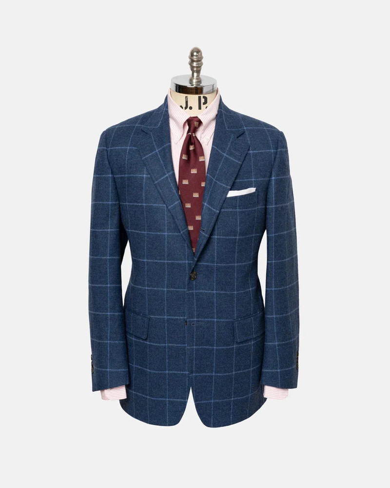 MADE-IN-CANADA MEDIUM BLUE WITH LIGHT BLUE WINDOWPANE SPORT COAT 1