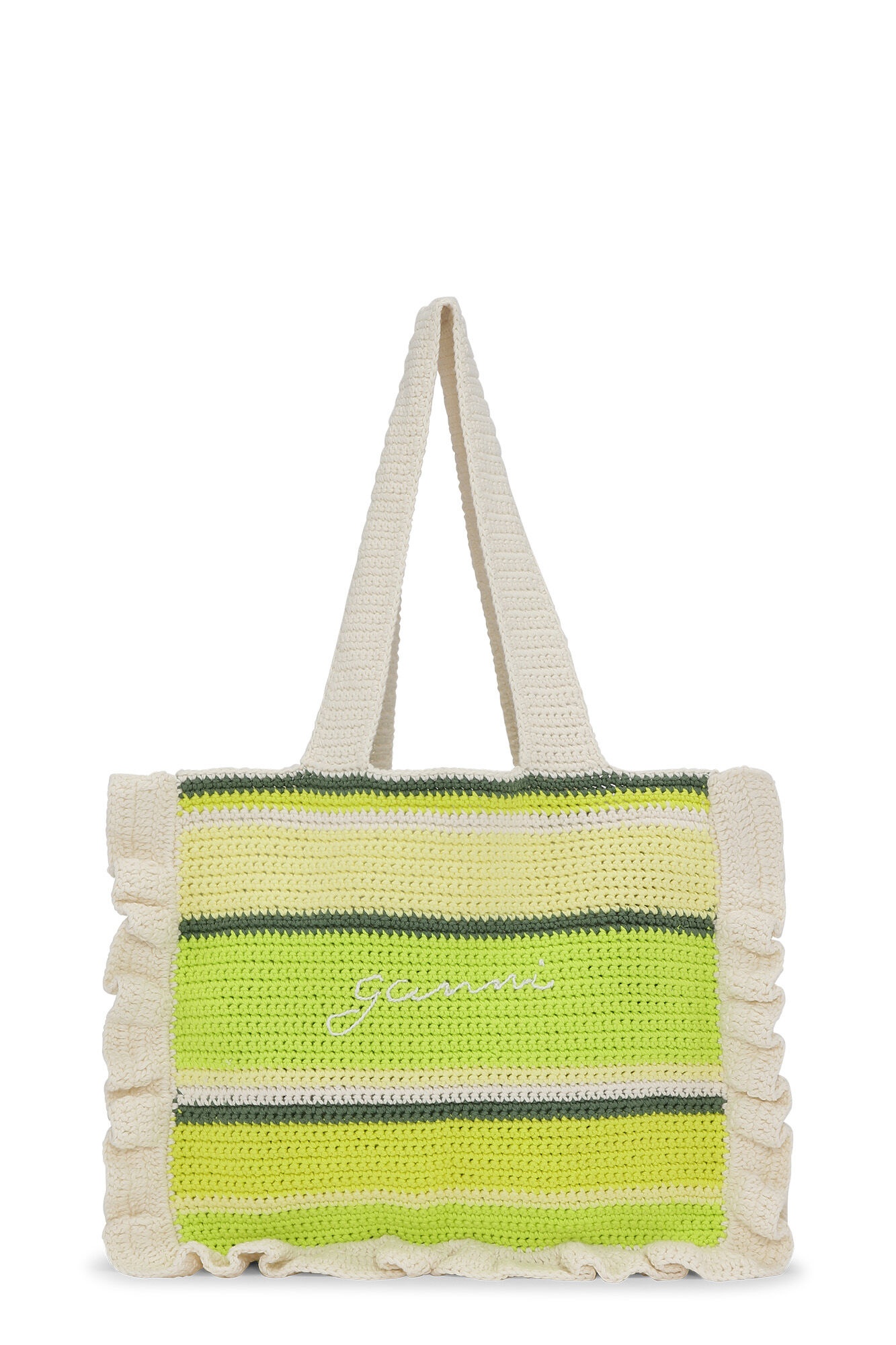 COTTON CROCHET FRILL TOTE BAG - 1