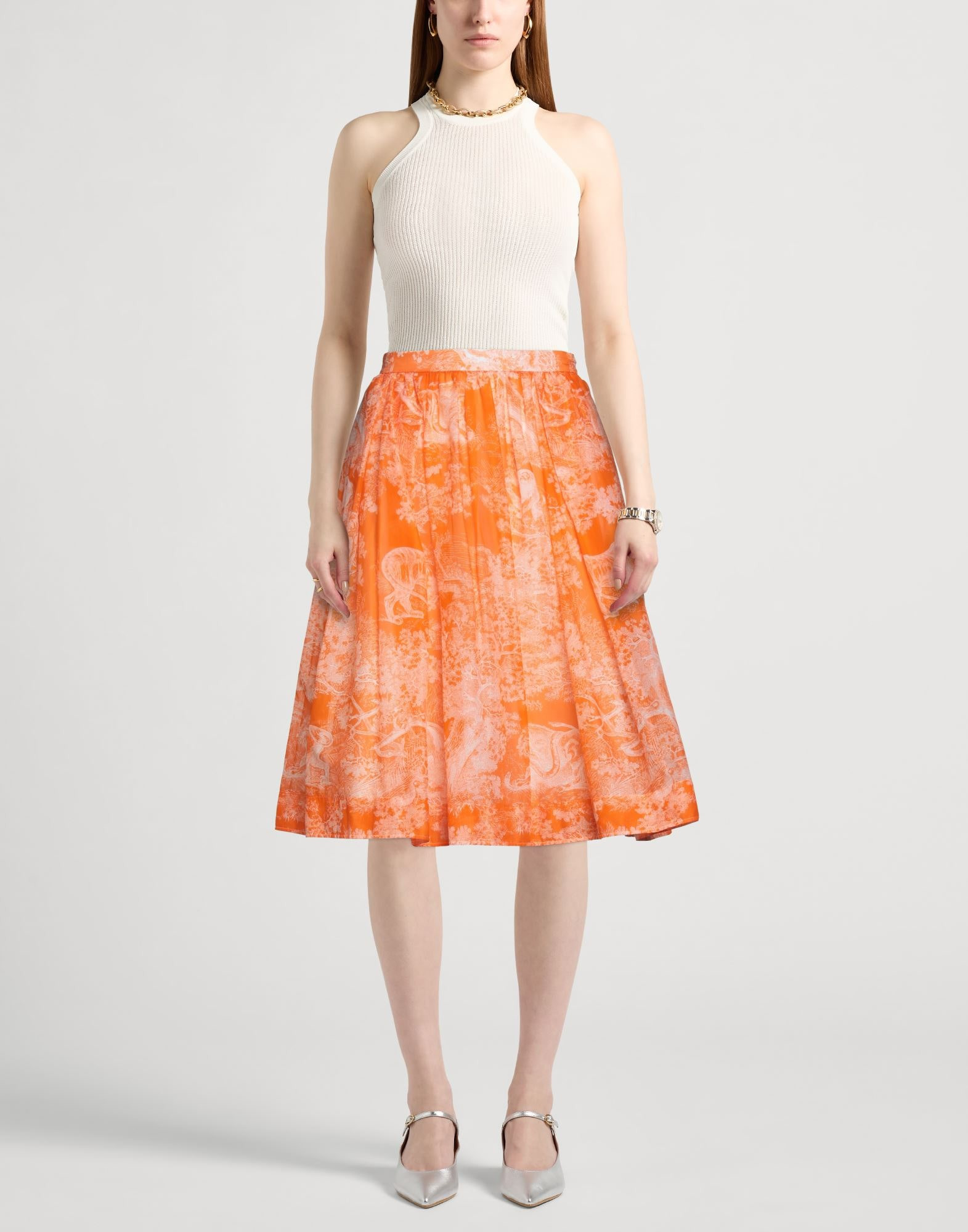 Orange Women's Midi Skirt - 2