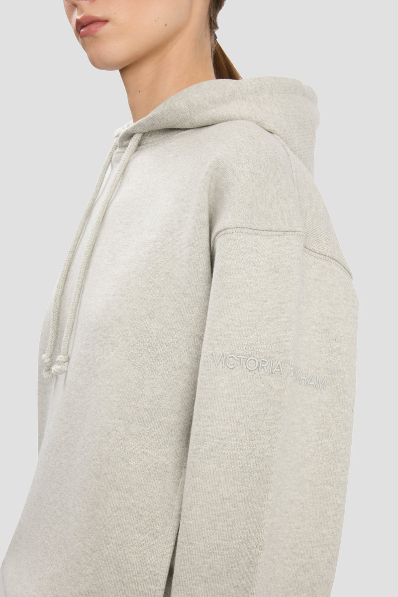 Logo Embroidered Hoodie In Grey Marl 4