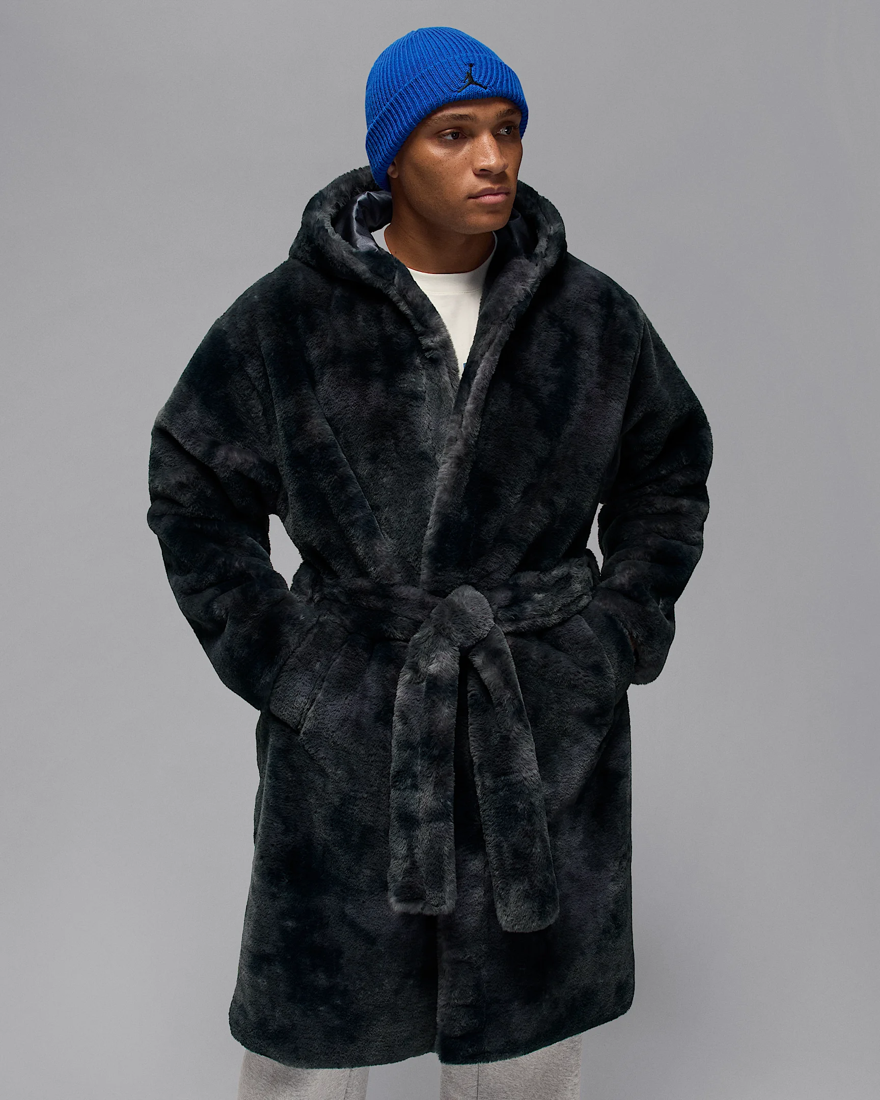 Jordan Jordan Brooklyn Men's Faux Fur Robe - HV1044-036 | REVERSIBLE