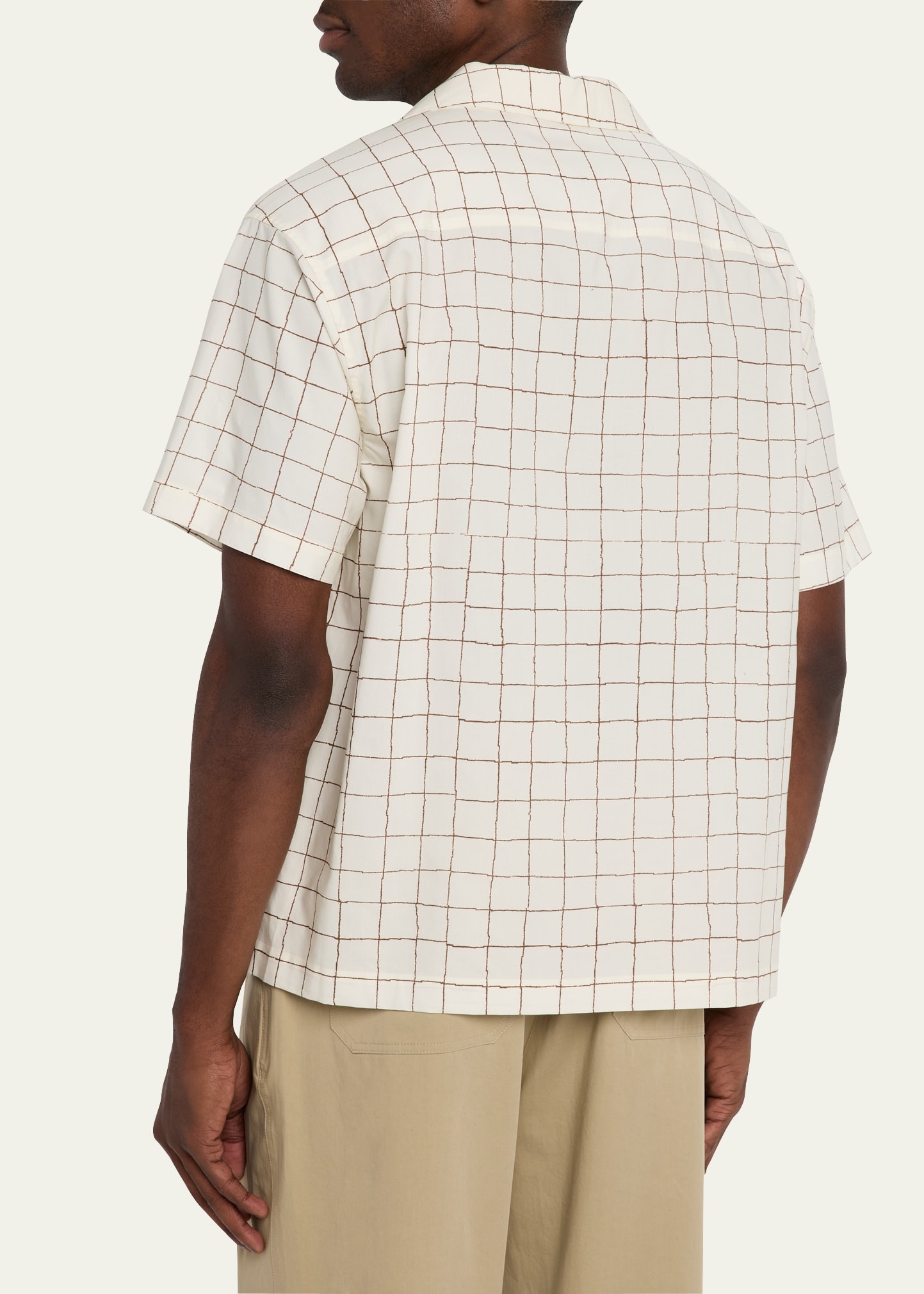 Men's Grid-Print Camp Shirt - 3