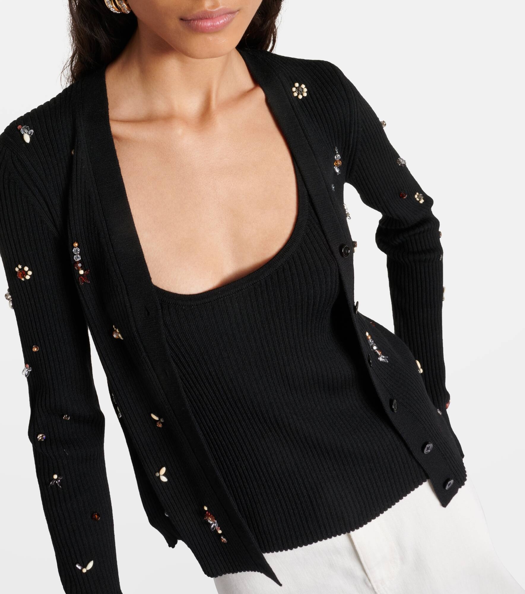 Embellished Merino embellished wool cardigan - 6