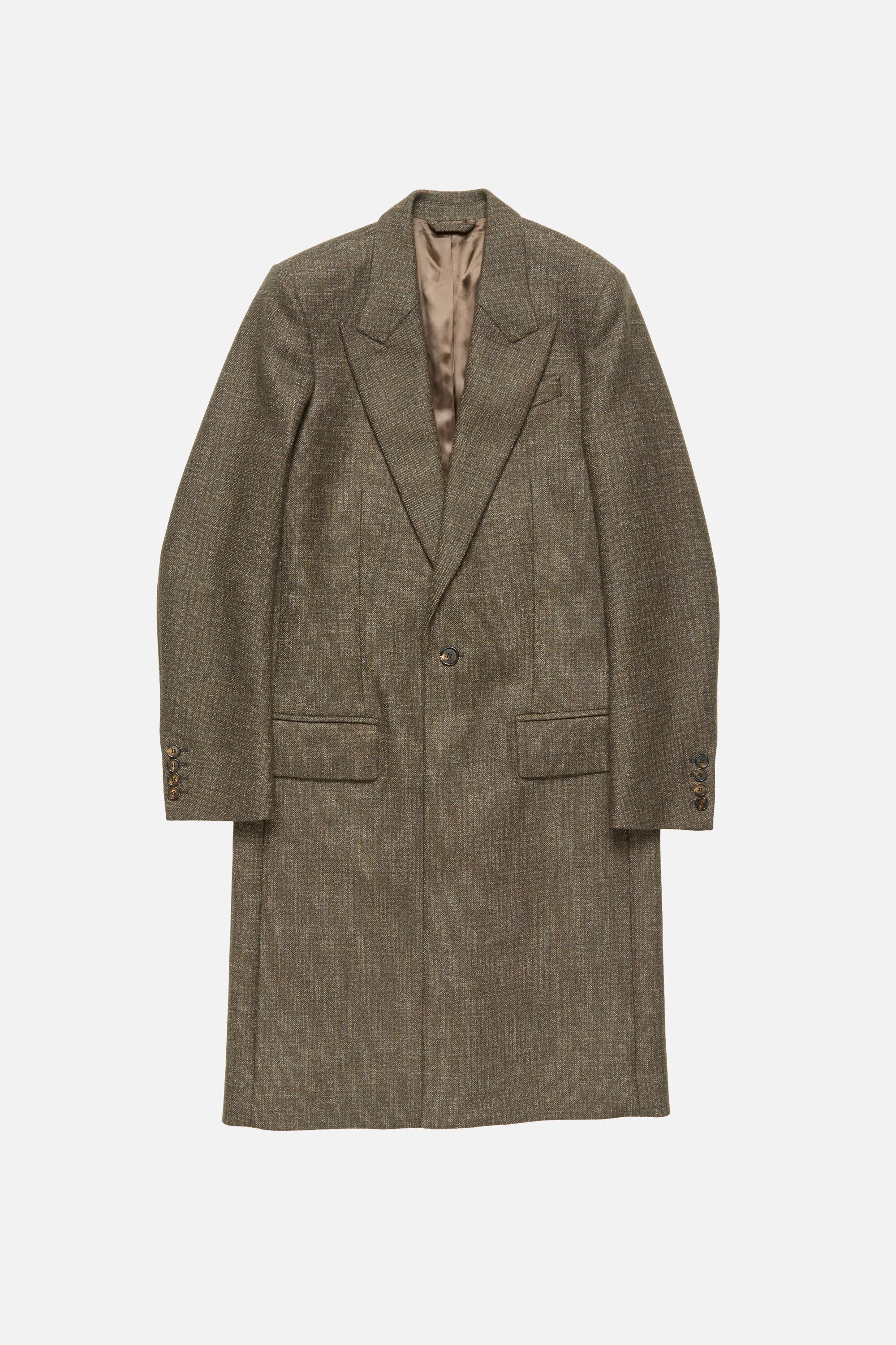 Wool single-breasted coat - Brown - 1