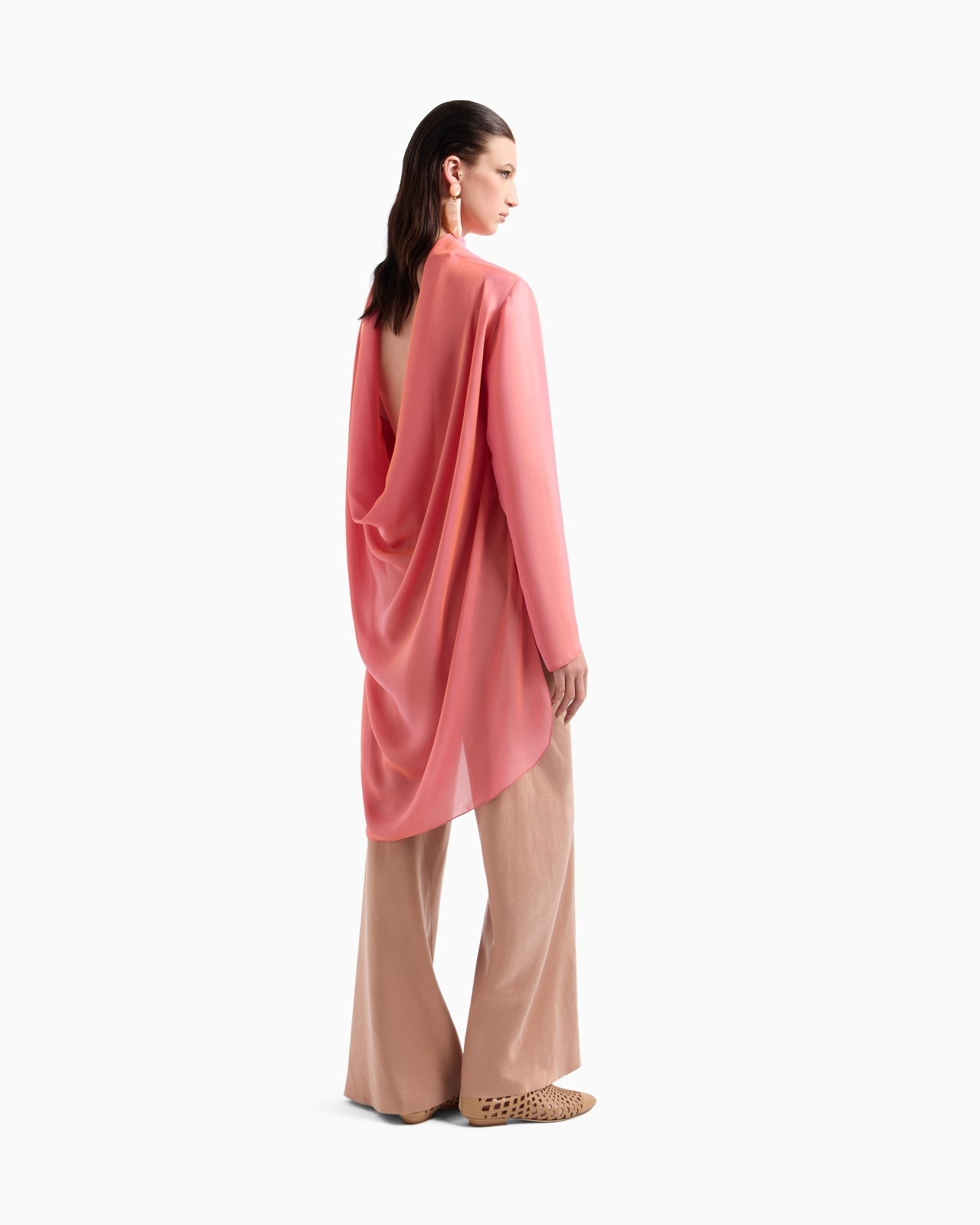 TWO-TONE SILK CHIFFON LONG SHIRT - 3