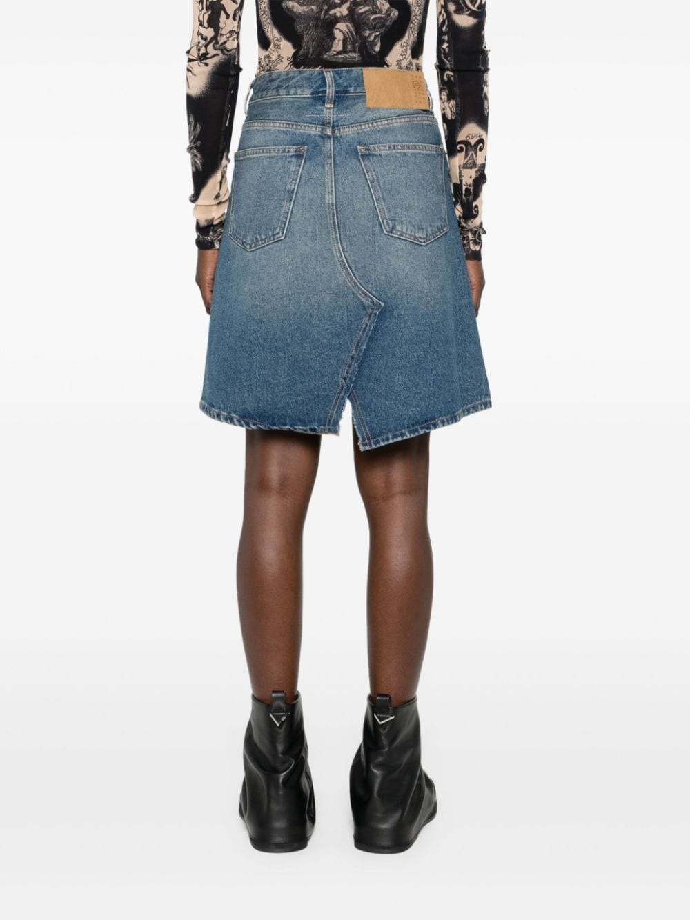 faded denim skirt - 4