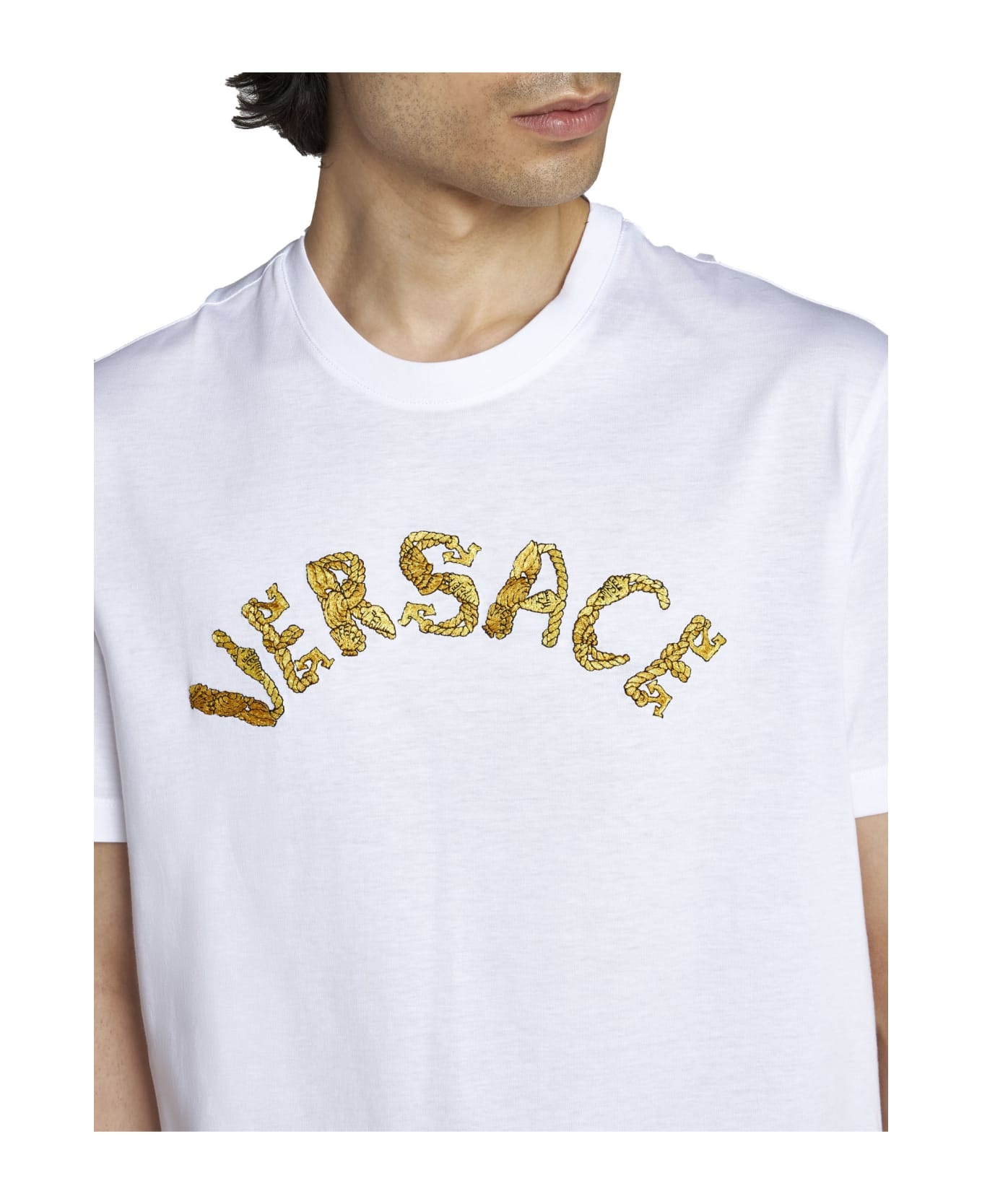 Logo Embroidery Cotton T-shirt - 5
