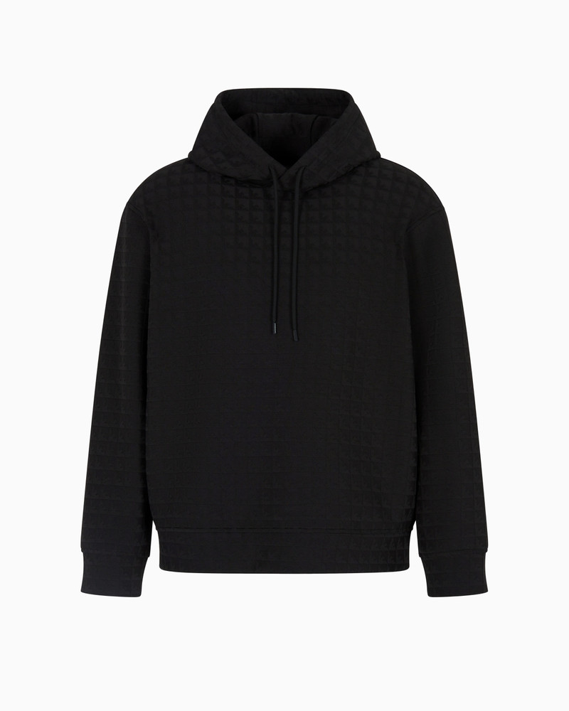 ASV LYOCELL-BLEND JACQUARD JERSEY HOODED SWEATSHIRT WITH REPEATED EAGLE MOTIF 1