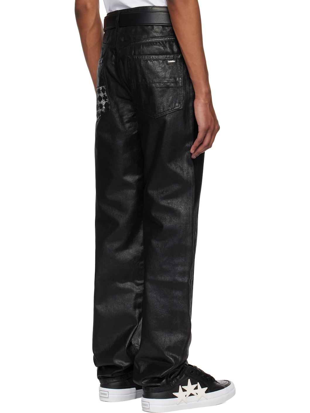 Black Waxed MA Quad Straight Jeans - 3