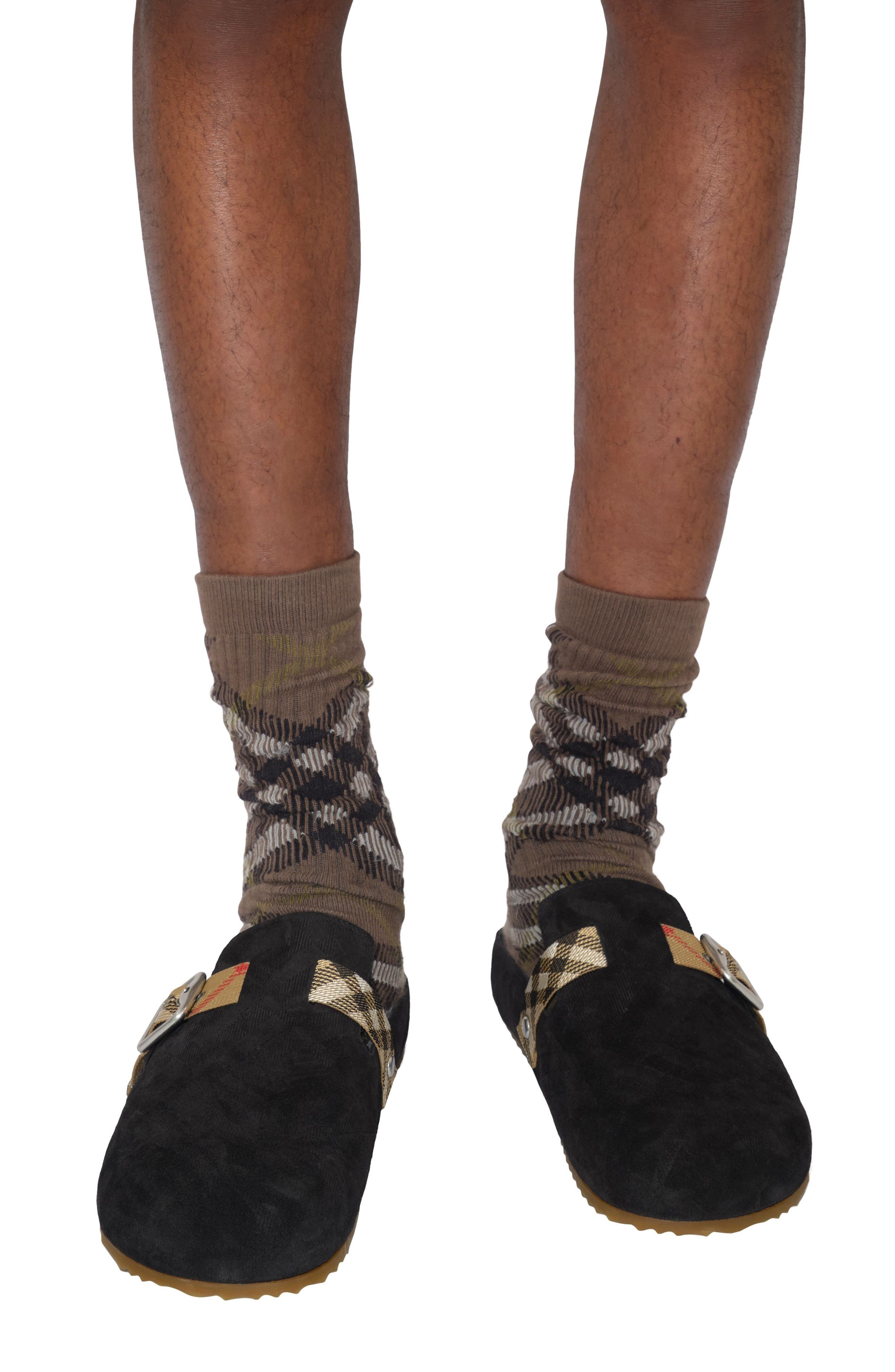 burberry Check Suede Urchin Clog in Black at Nordstrom - 7