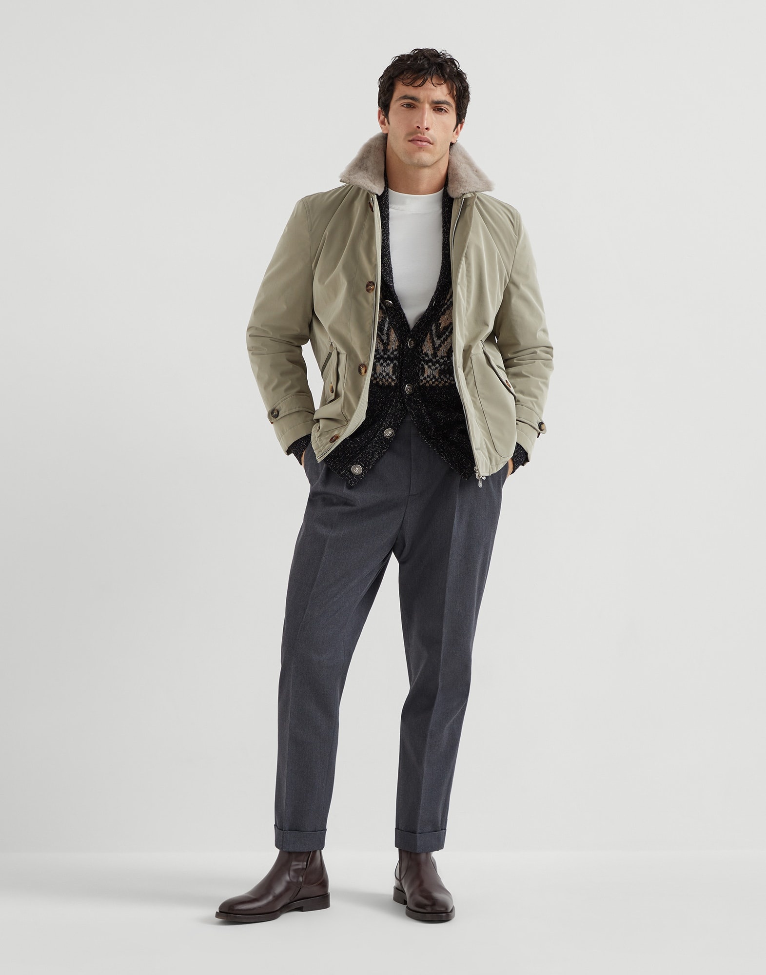 Bonded nylon outerwear jacket with detachable shearling insert and Thermore® padding - 5