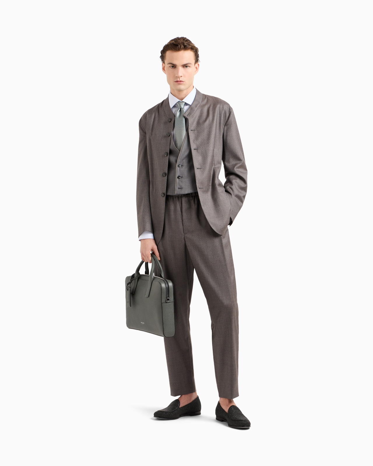 SINGLE-BREASTED WAISTCOAT IN VIRGIN WOOL AND CASHMERE - 2
