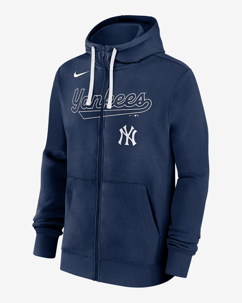 New York Yankees Knockout Script Men's Nike MLB Full-Zip Hoodie 1