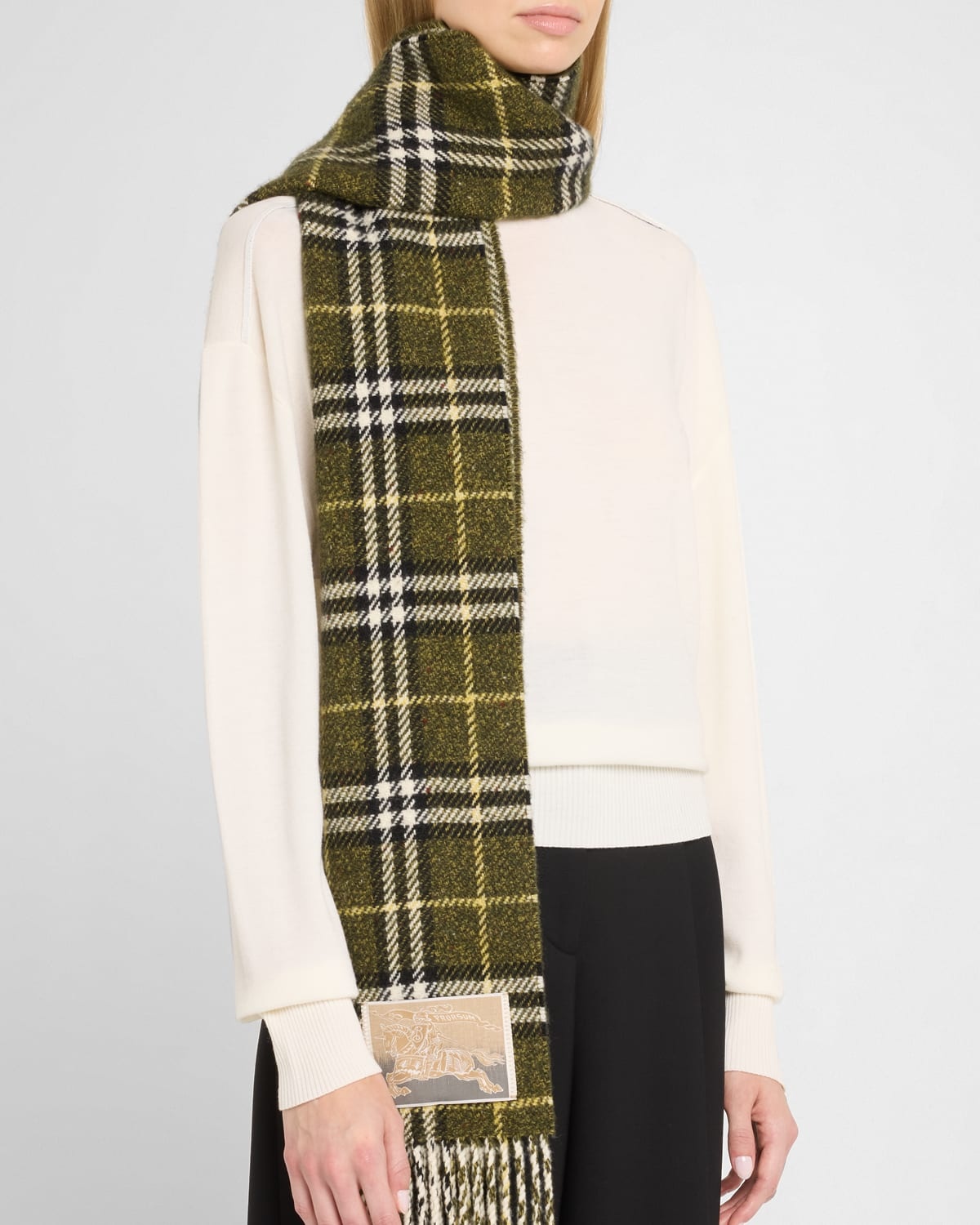 Check-Print Cashmere Blend Scarf - 3