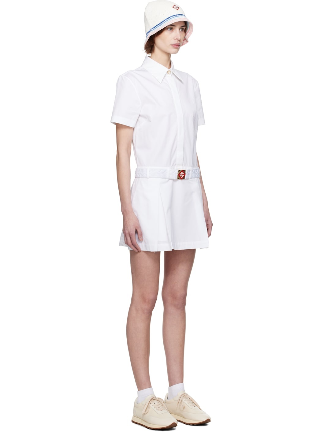 White Pleated Cotton Tennis Minidress - 2