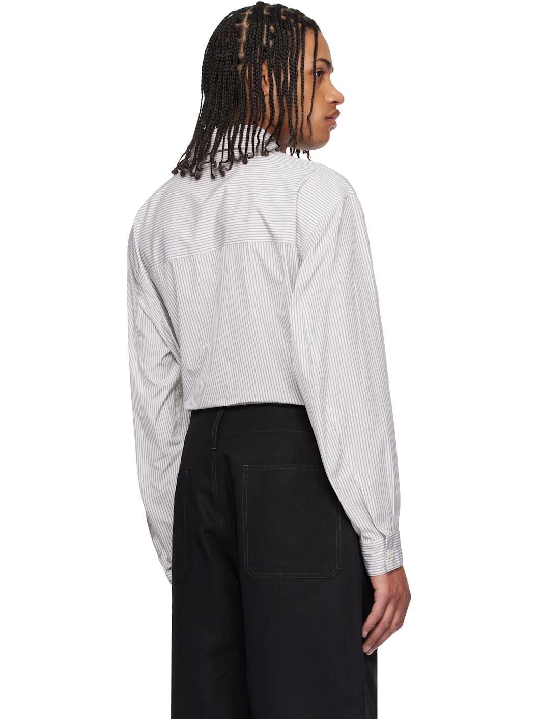 White & Taupe Pyjama Shirt - 3