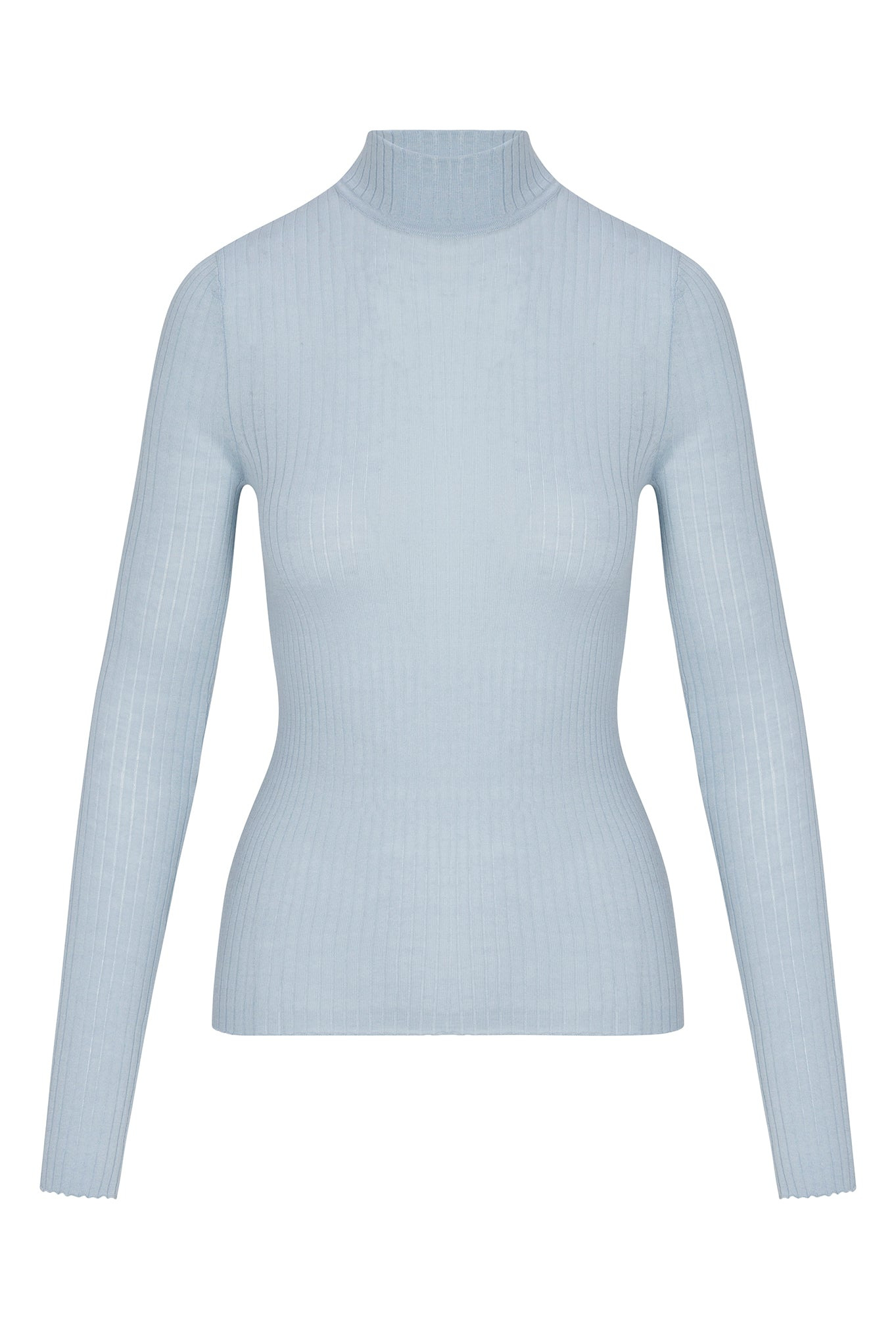 BABY BLUE CASHMERE MOCK NECK - 6