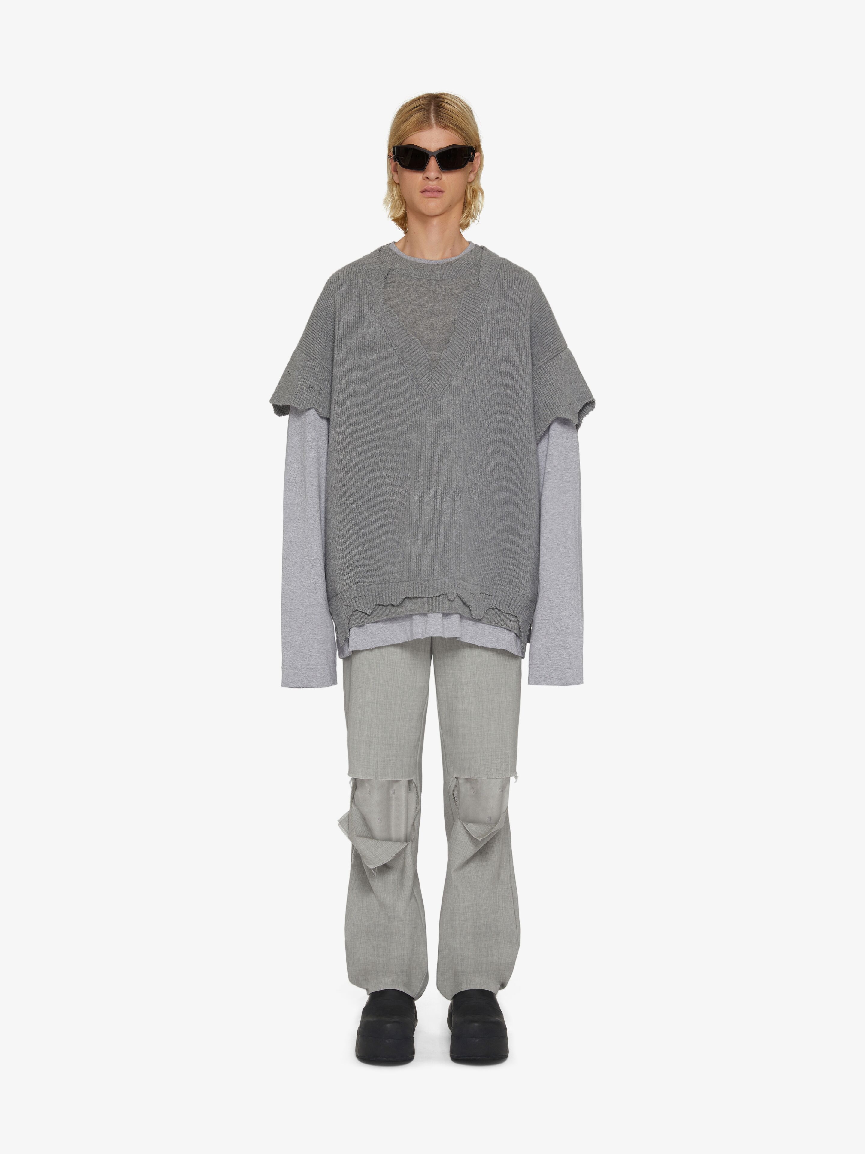 STRAIGHT FIT PANTS IN DESTROYED WOOL - 2