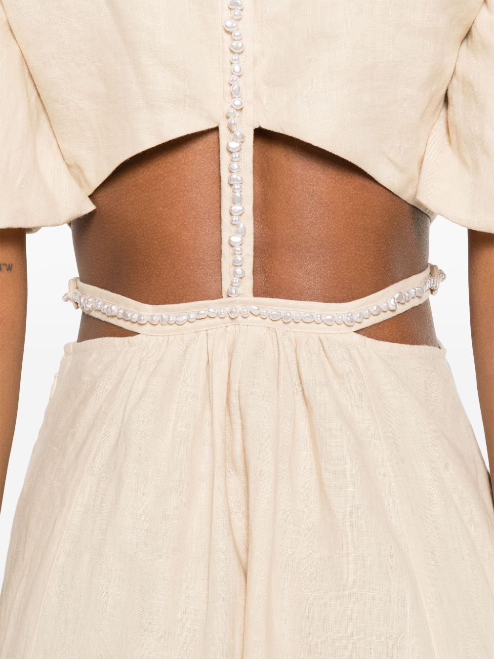 faux-pearl-embellished midi dress - 5