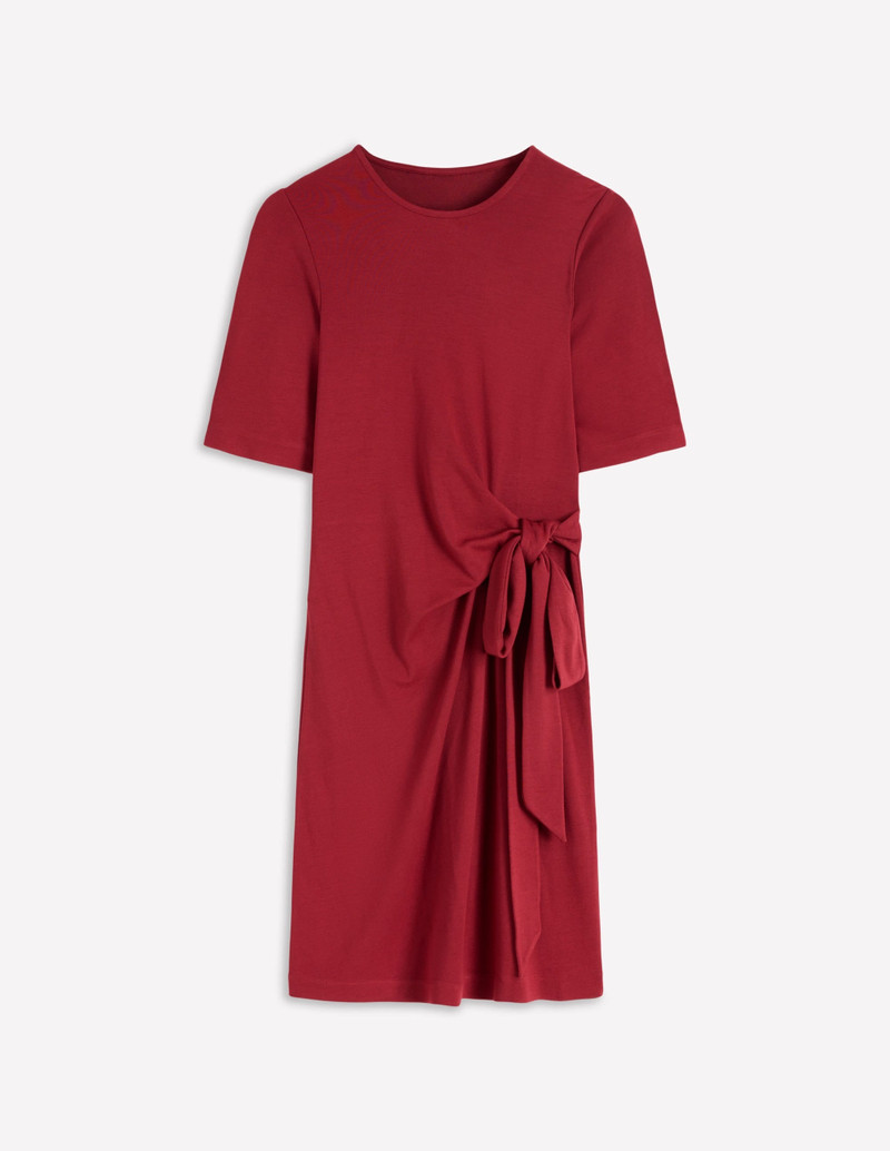 Zinnia Tie Jersey Short Dress-Rich Chestnut 1