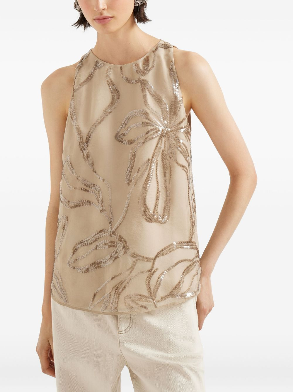 floral sequin top - 4