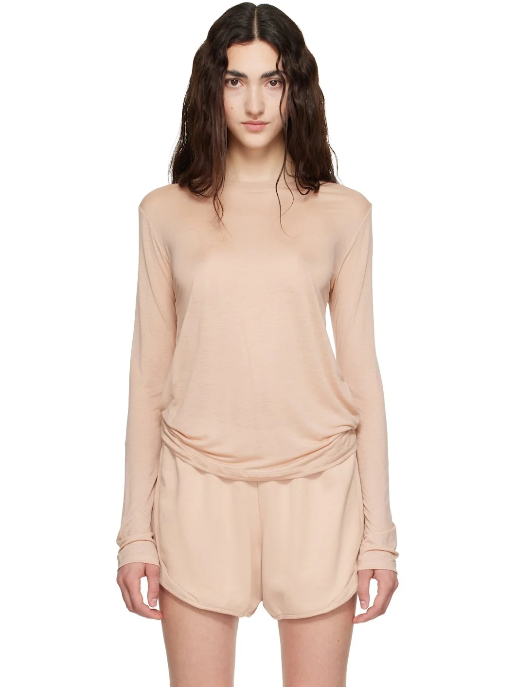 Beige Long Sleeve T-shirt - 1