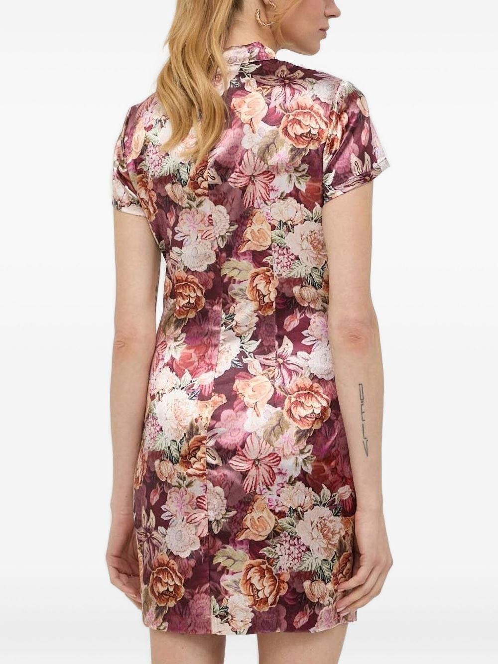 floral-print turtleneck mini cocktail dress - 2