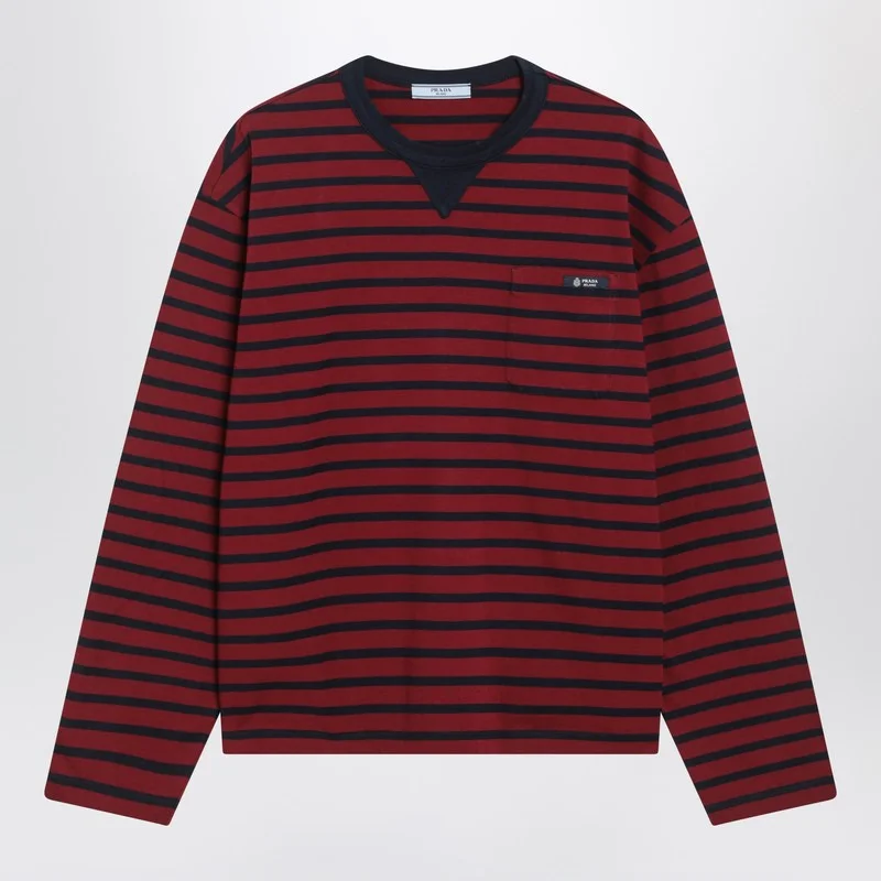 Prada Amaranth And Blue Striped Long-Sleeve T-Shirt Women - 1