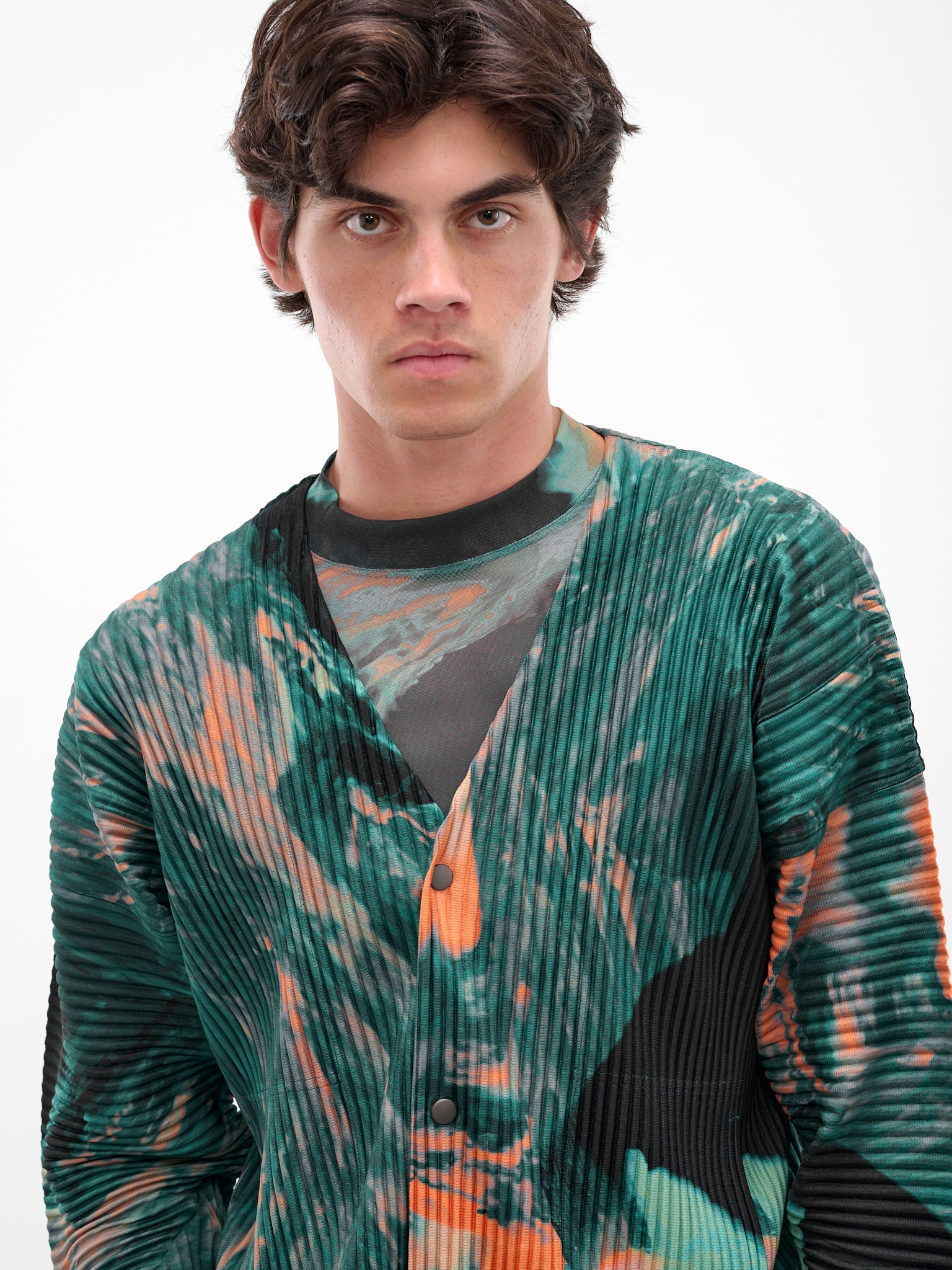 Green Agate Pleated Cardigan - 4