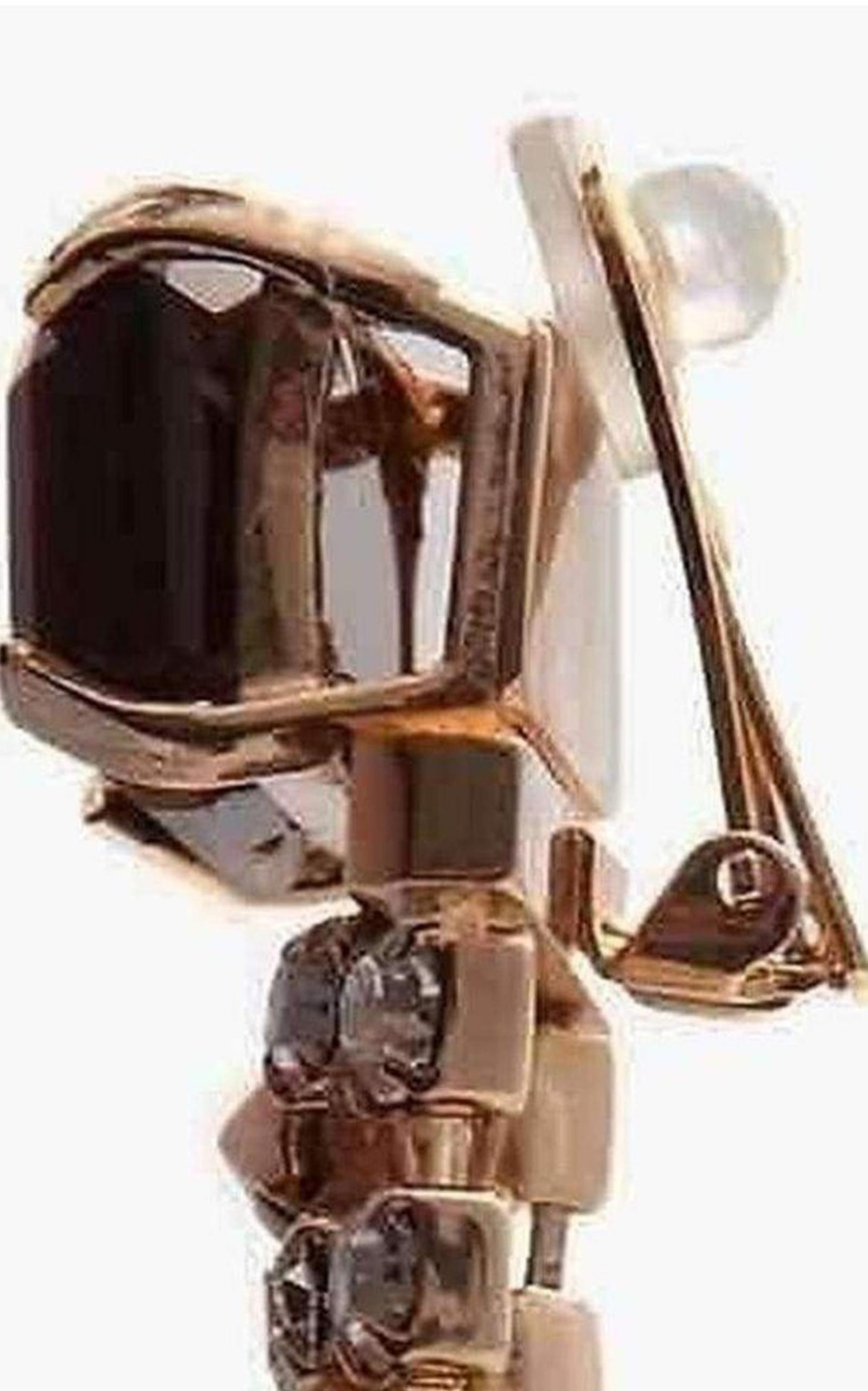 Iosselliani - Brass Rhinestone Tiger Eye Clip On Earrings - 3