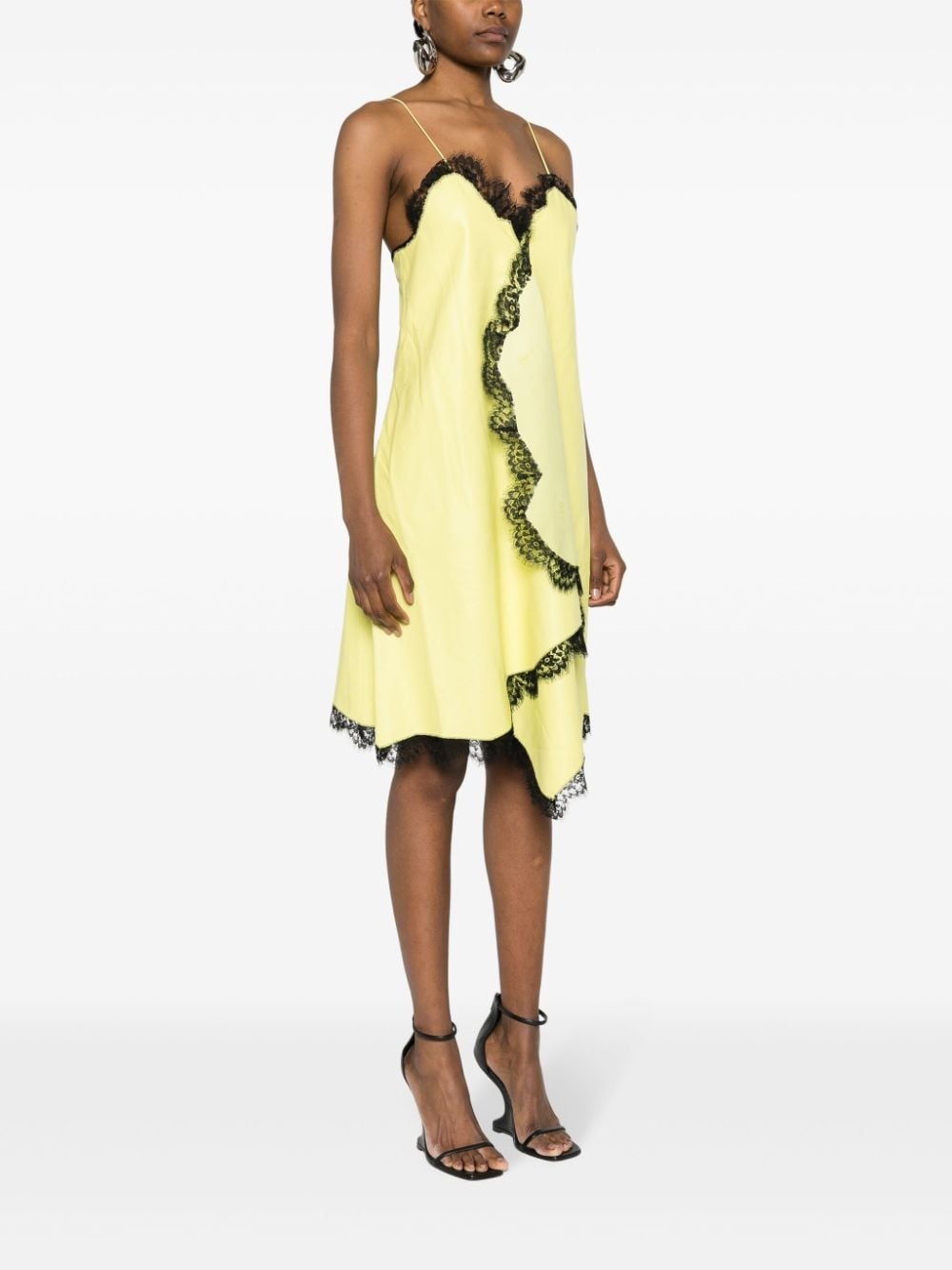 leather lace-detail dress - 3