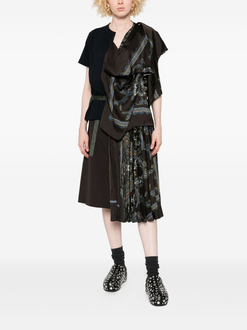 sacai paisley-print panelled midi skirt outlook