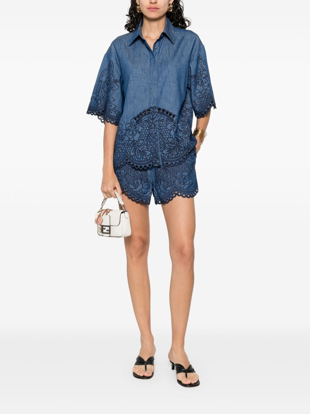 Zimmermann Coco embroidered denim shorts - 3