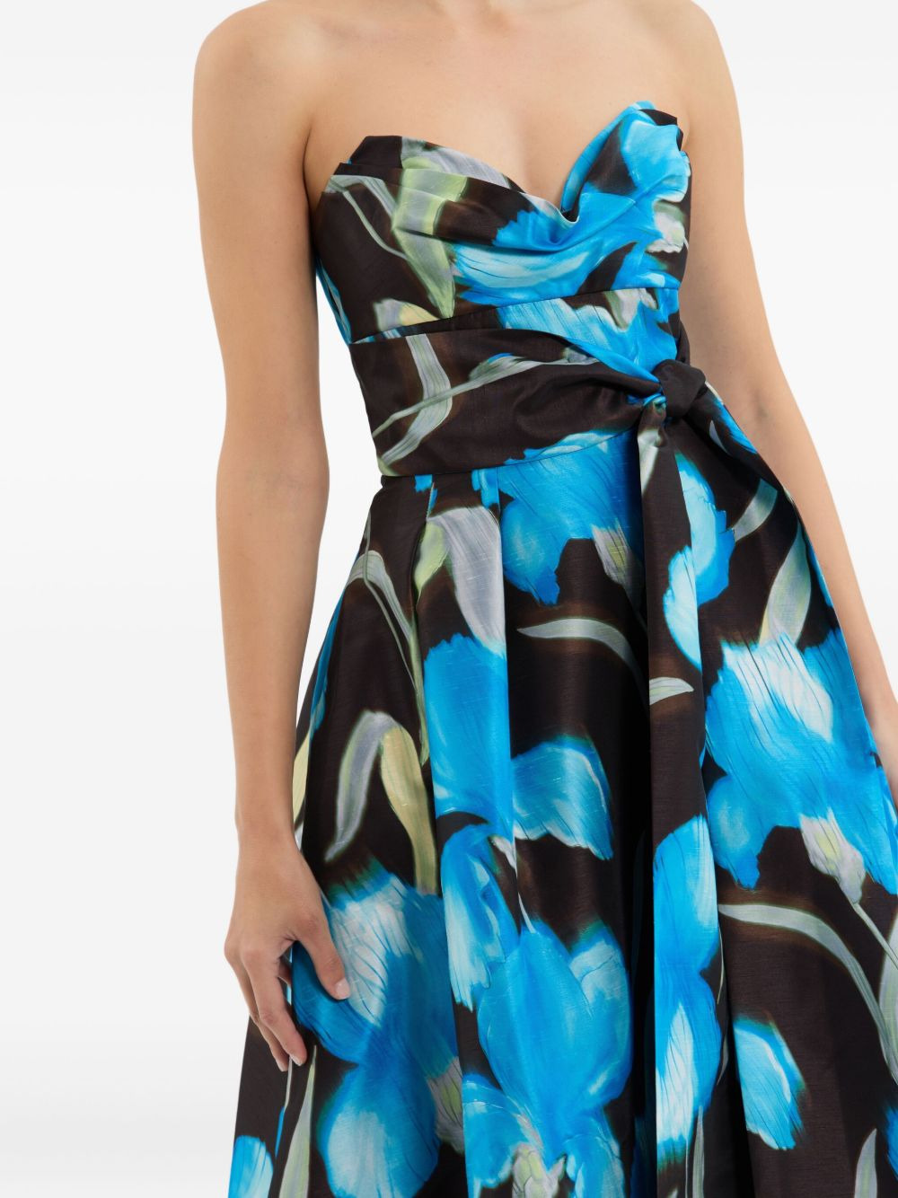 floral-print strapless dress - 5