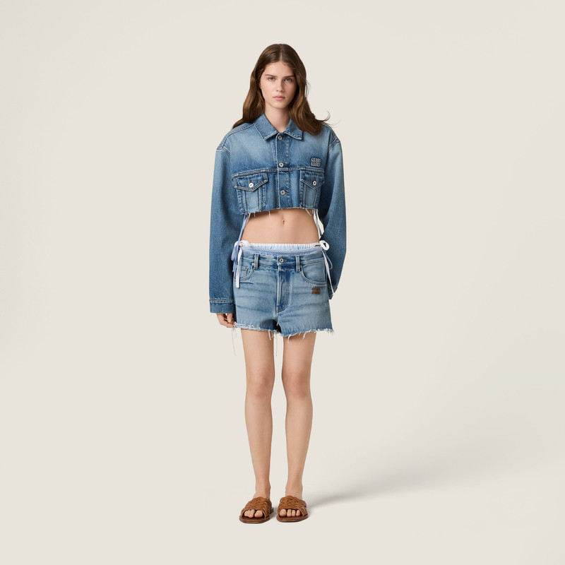 Miu Miu Cropped washed denim jacket outlook