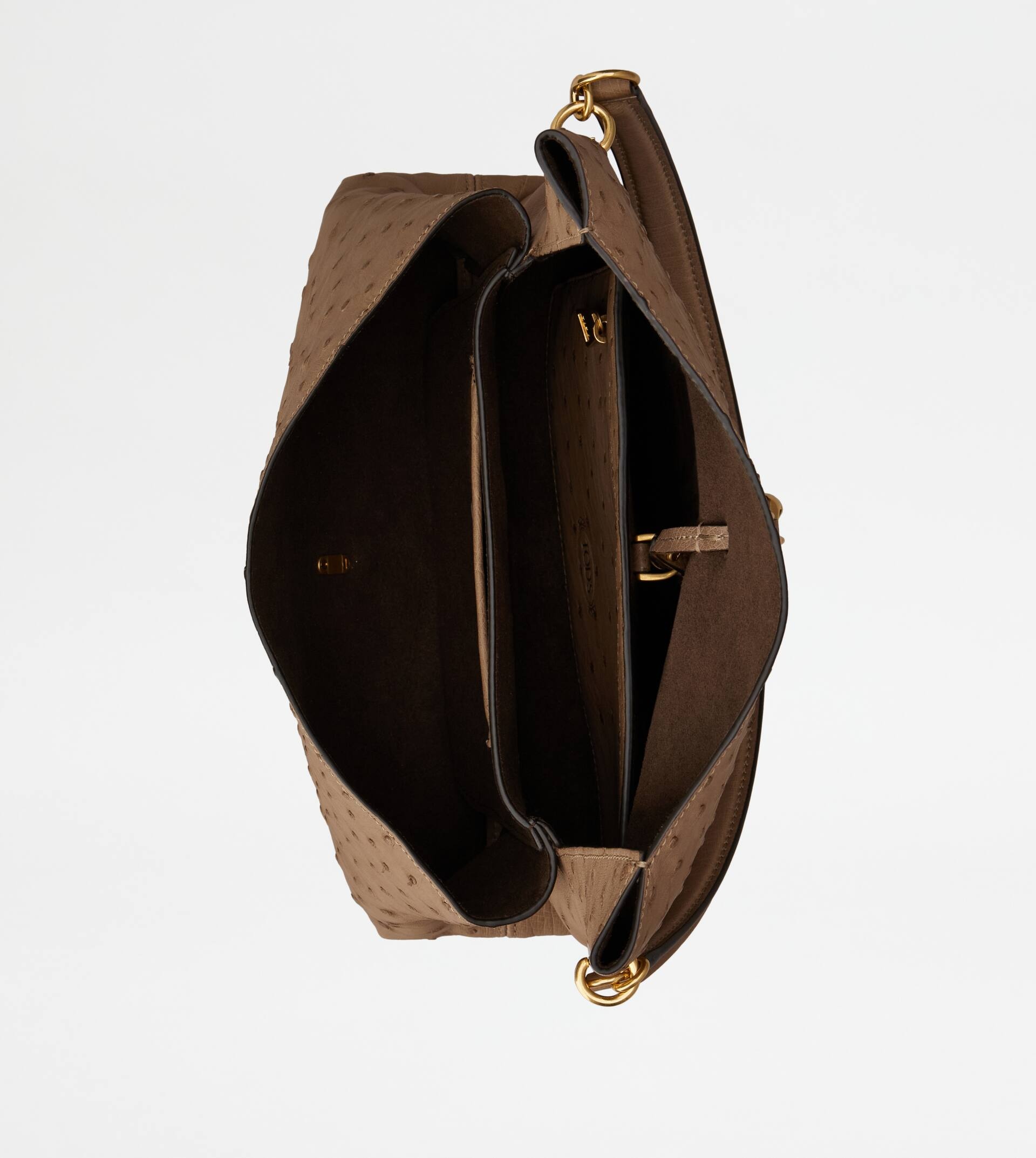 FLAP BAG IN OSTRICH MINI - BEIGE - 6