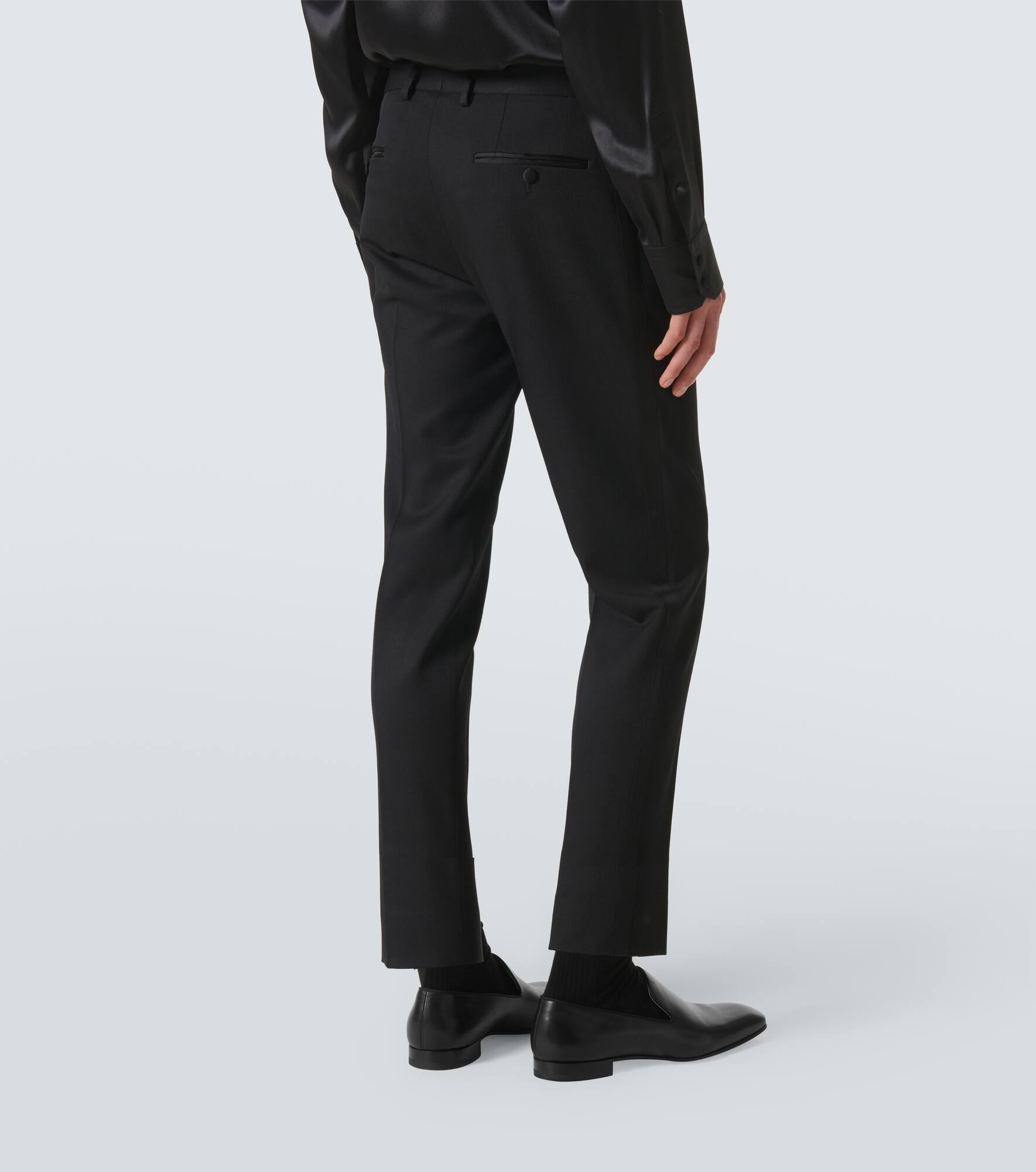 Wool-blend gabardine tuxedo pants - 4