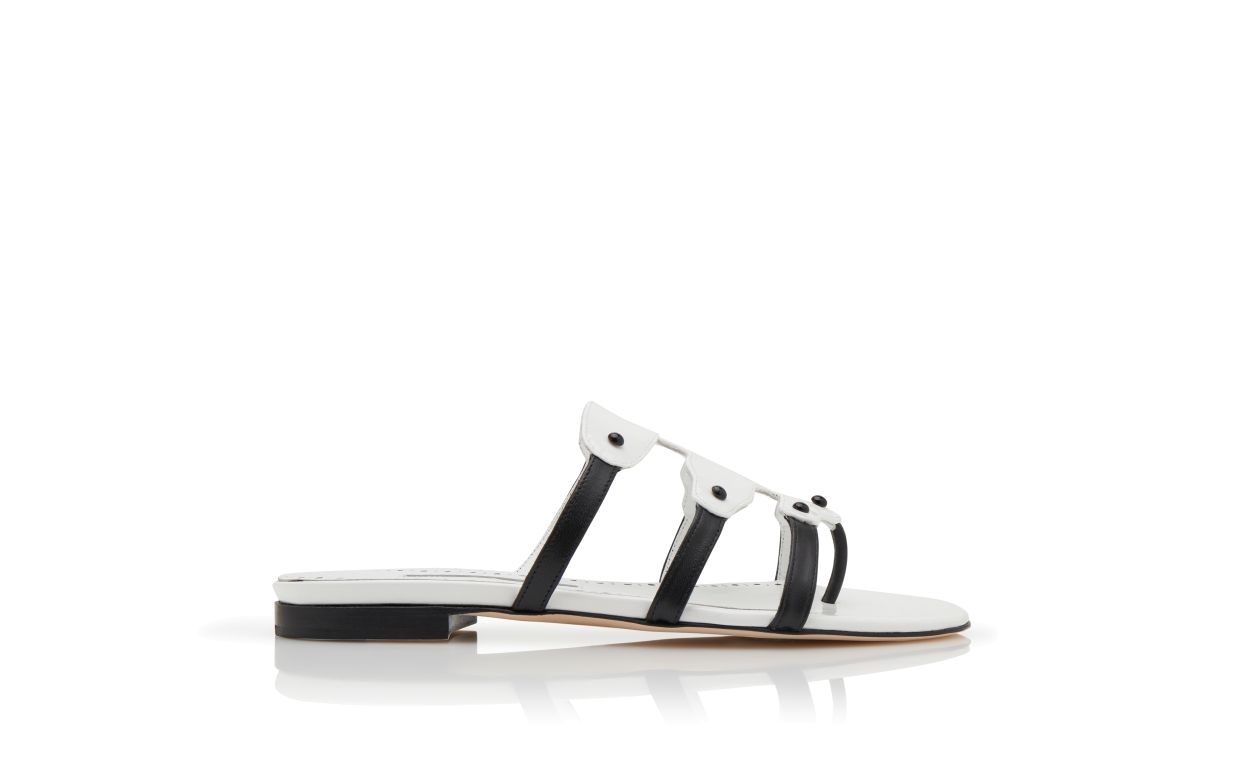White Patent Leather Flat Sandals - 1