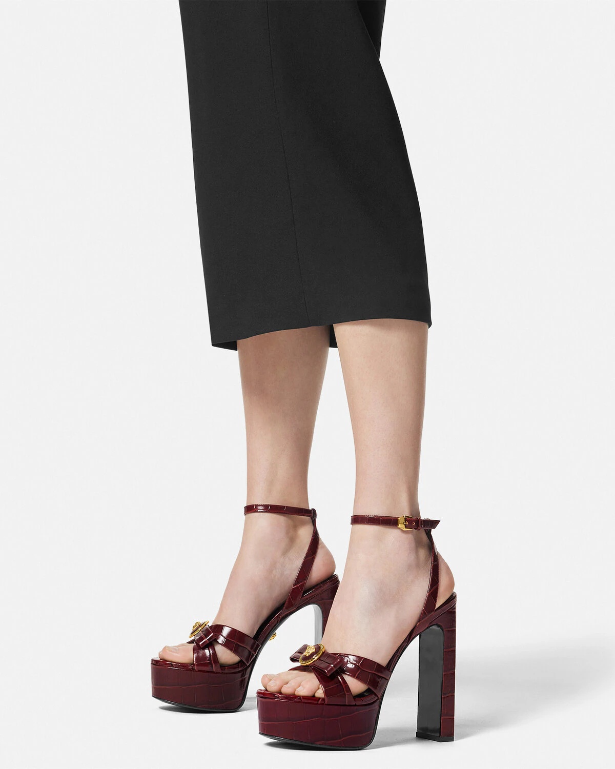 Croc-Effect Gianni Ribbon Sandals 140 mm - 3