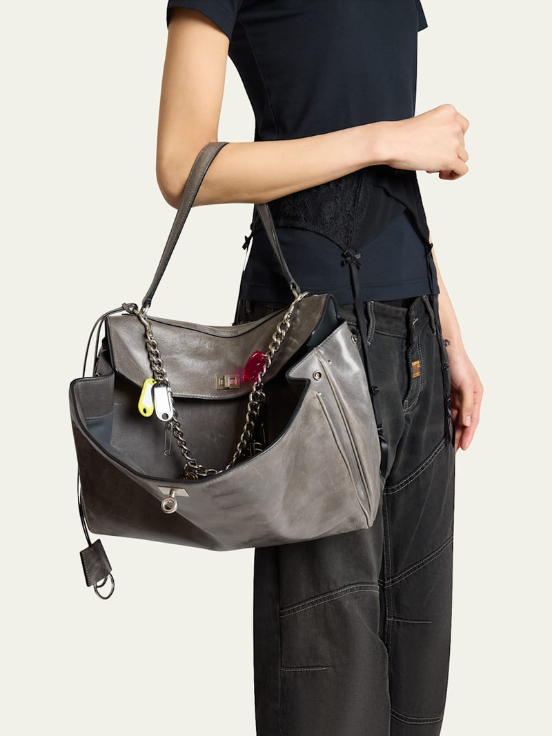 Rodeo Medium Leather Top-Handle Bag with Charms 4