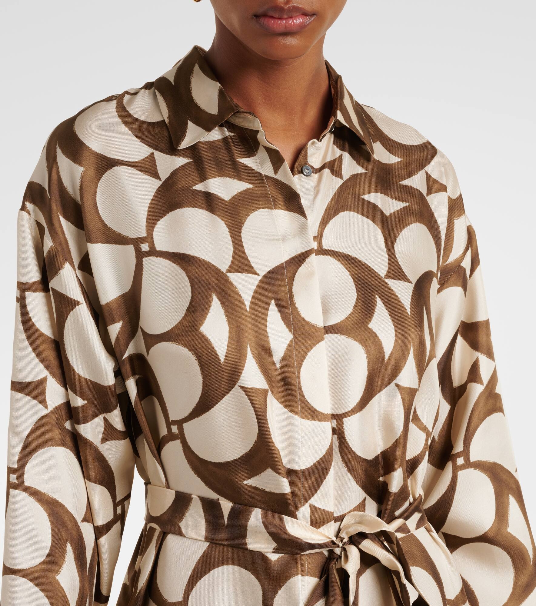 Ileana printed silk twill shirt dress - 4