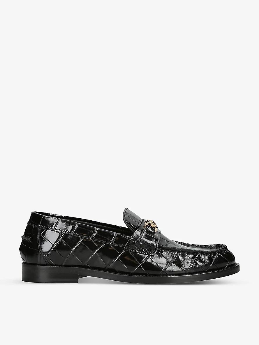 Medusa croc-embossed leather loafers - 1