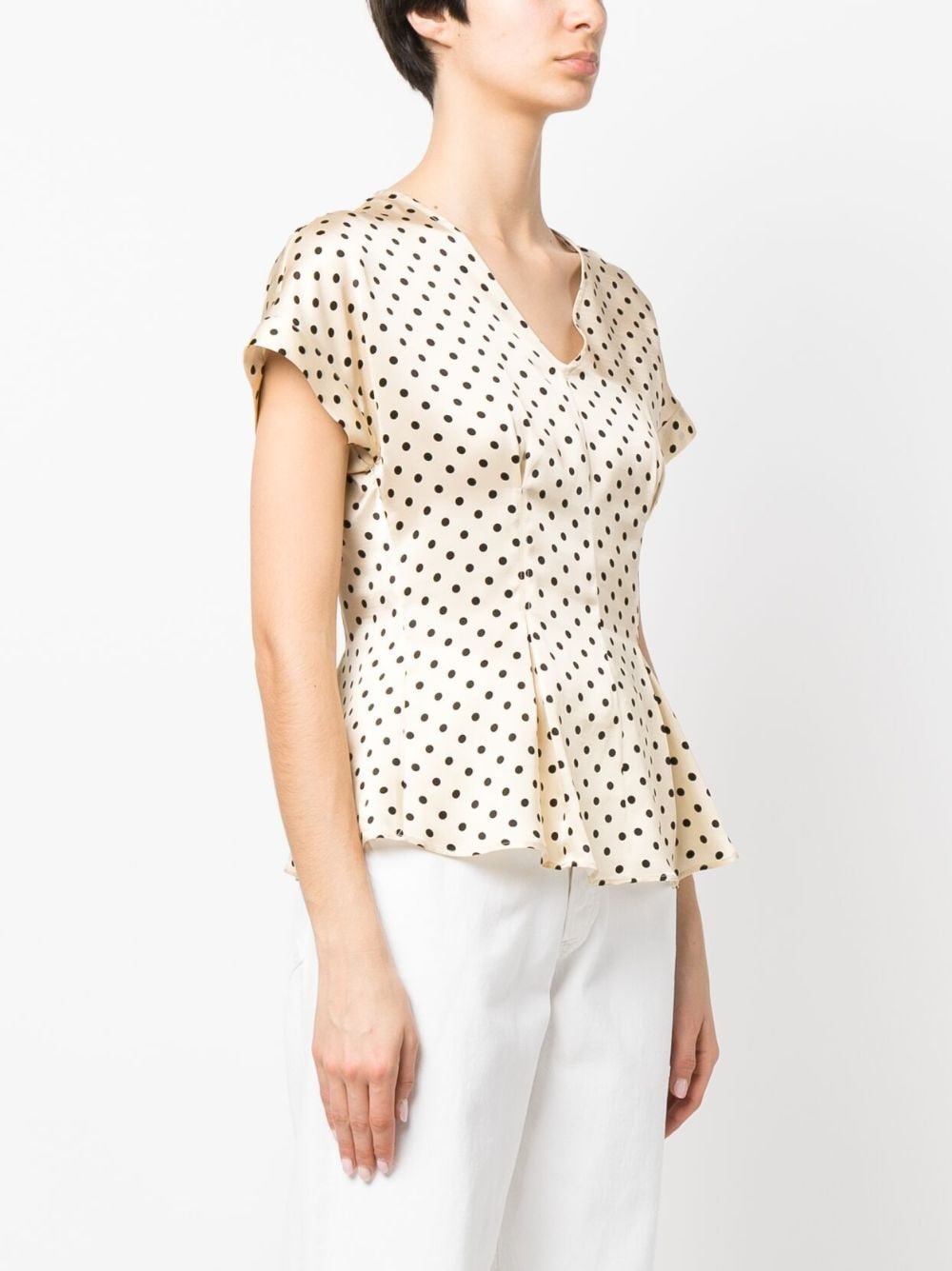 polka-dot flared silk blouse - 3