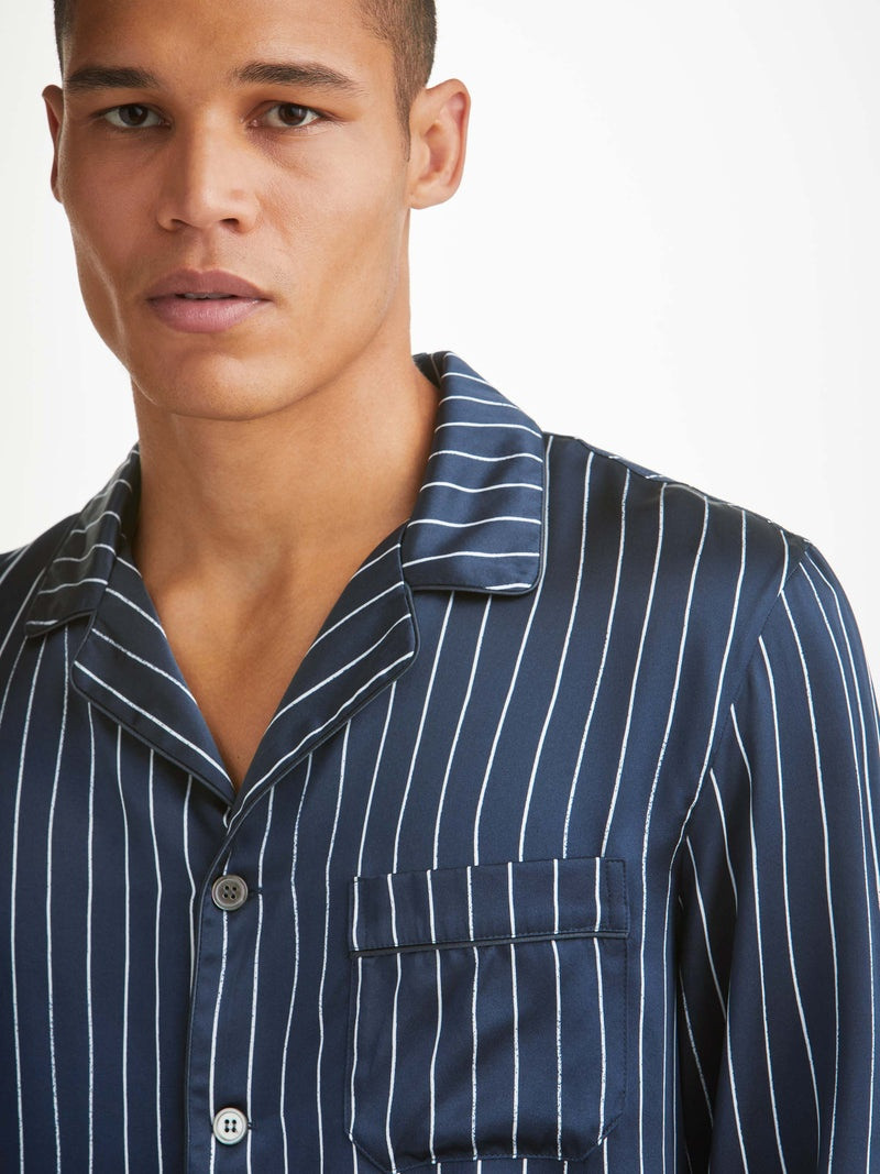 Men's Pajamas Brindisi 102 Silk Satin Navy 2