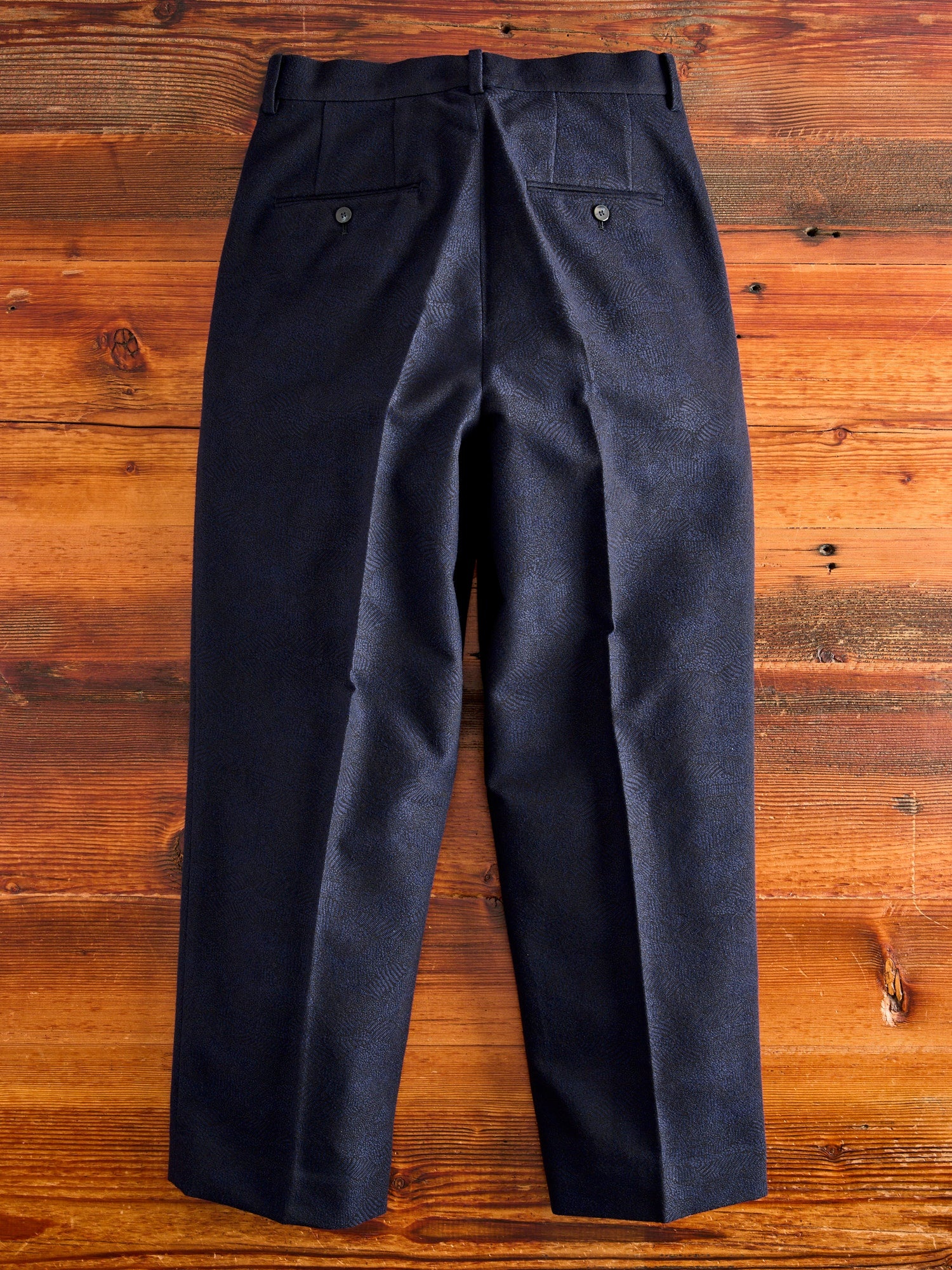 Wind Flow Jacquard Tucked Trousers in Dark Navy - 13