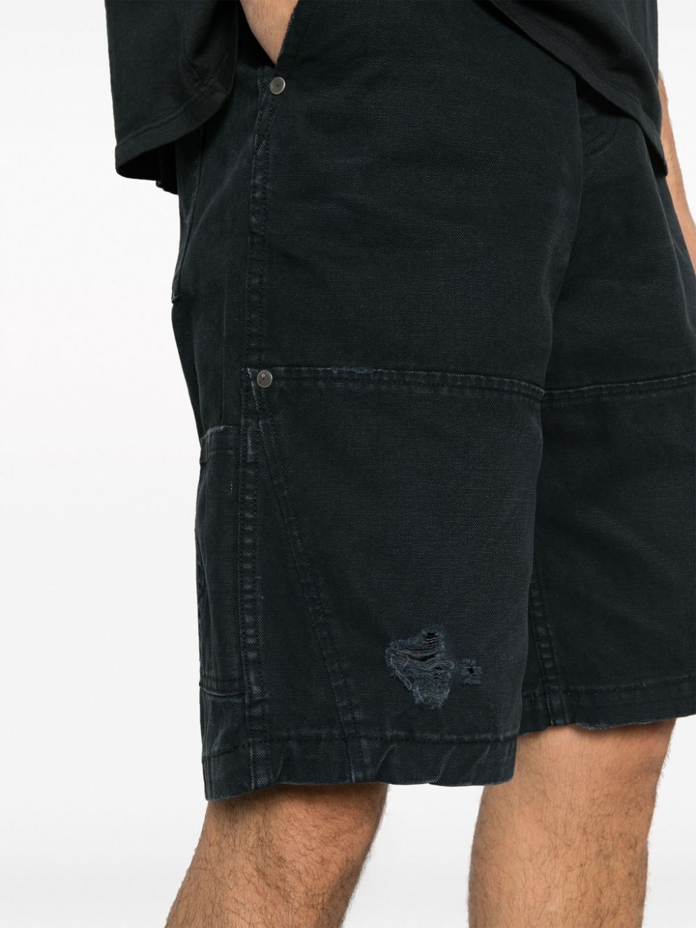 distressed-effect panelled denim shorts - 5