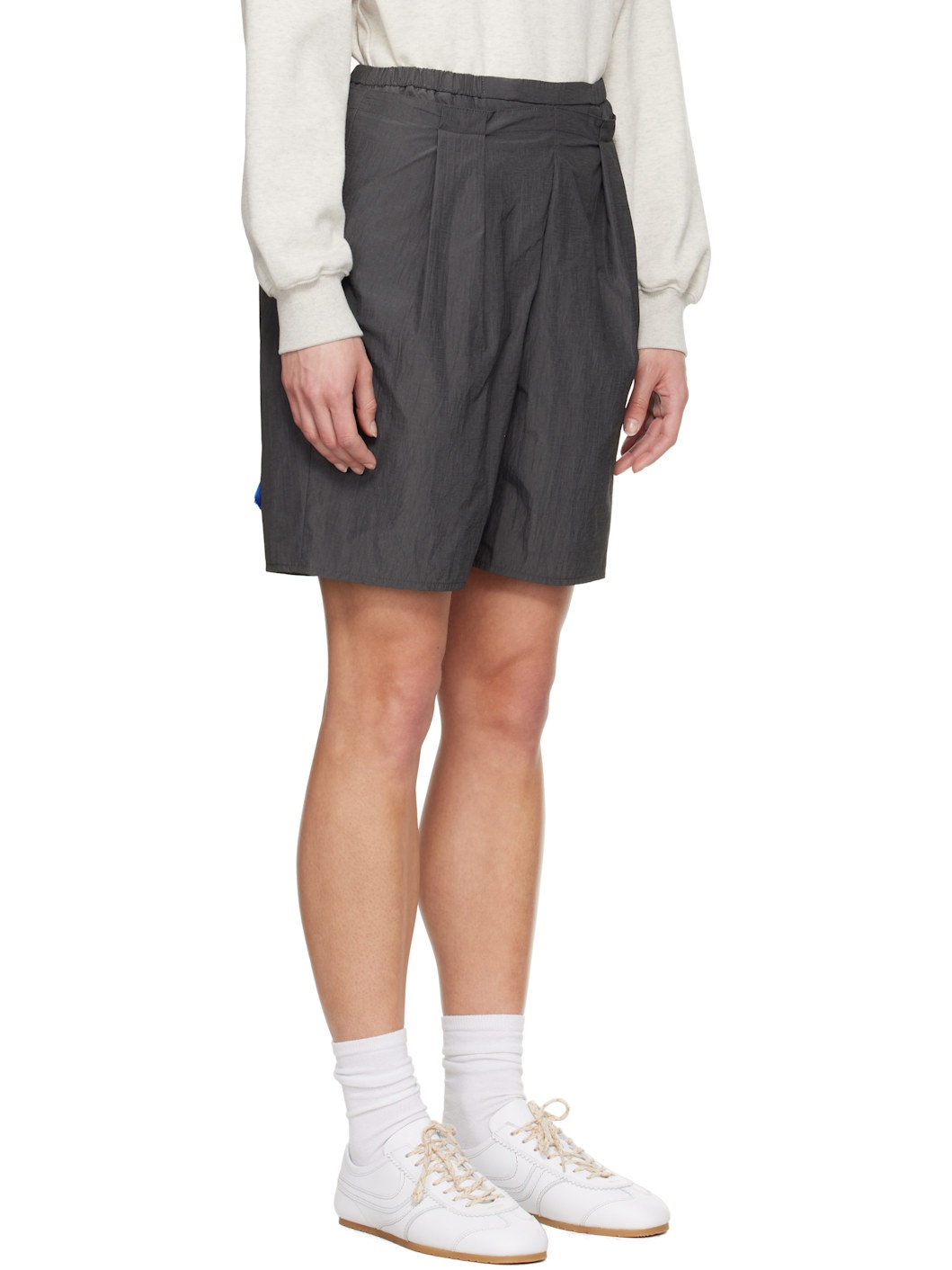 Gray Pleated Shorts - 2