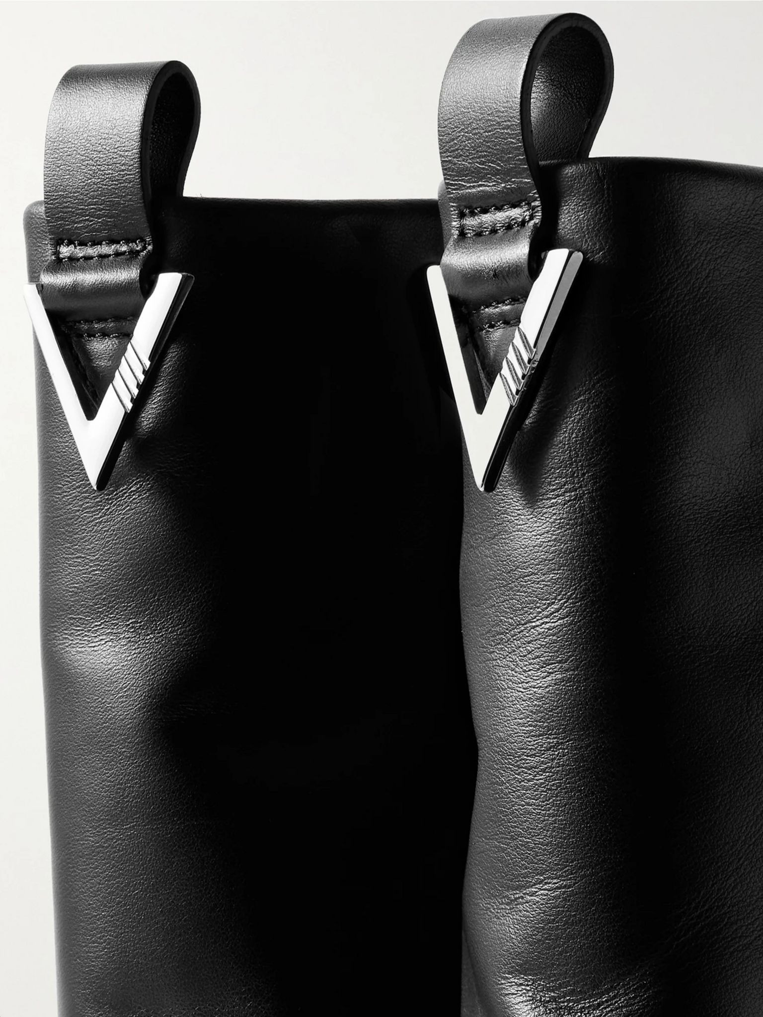 Robin layered leather knee boots Black - 4