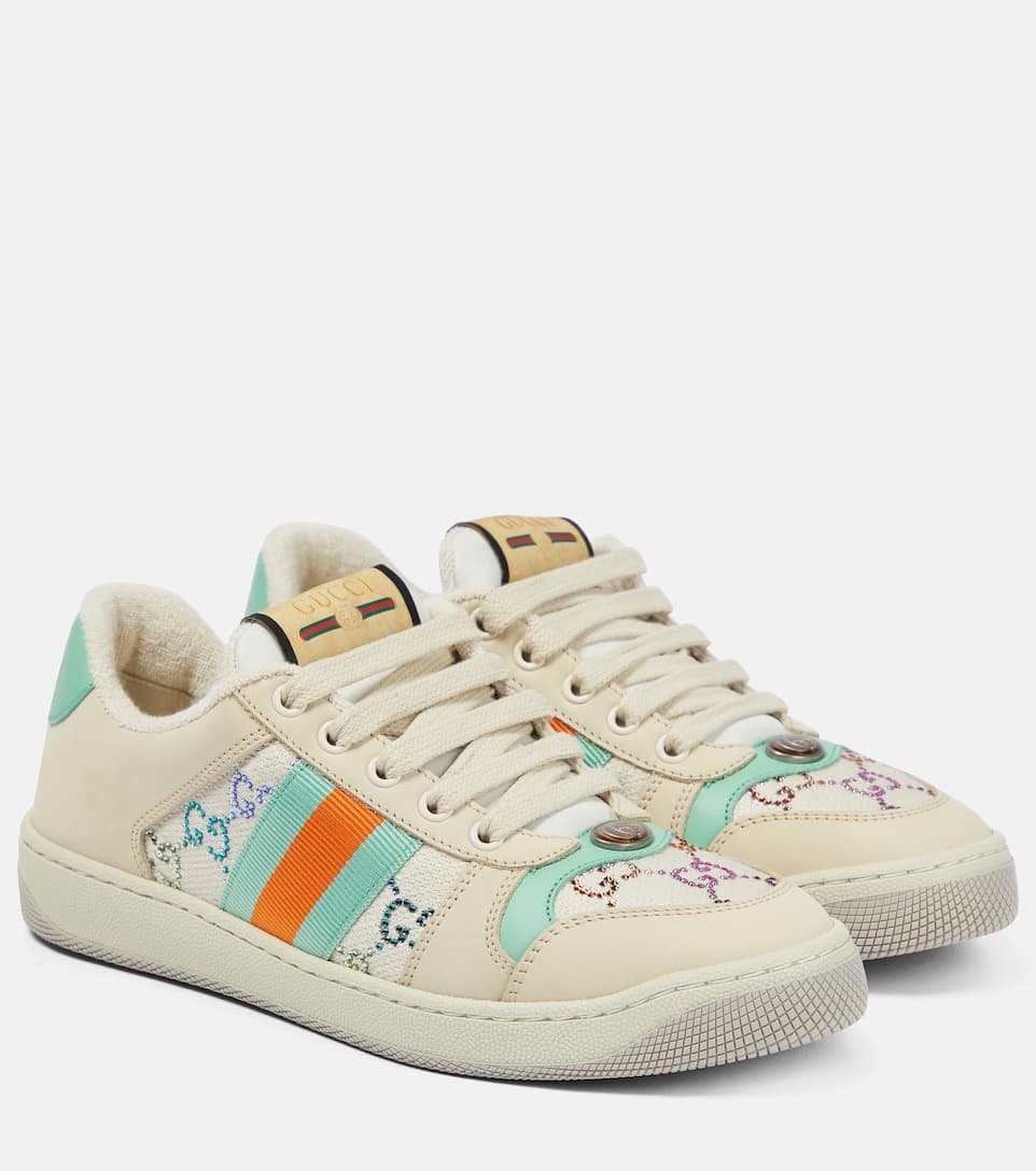 Screener embellished leather sneakers - 1
